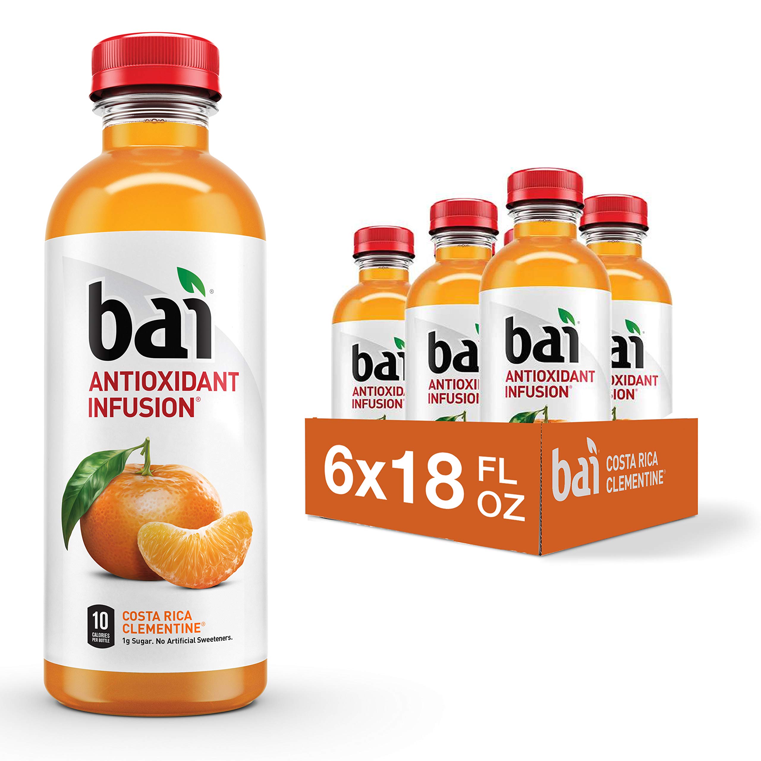 Bai Flavored Water, Costa Rica Clementine, Antioxidant Infused Drinks, 18 Fl Oz (pack of 6)