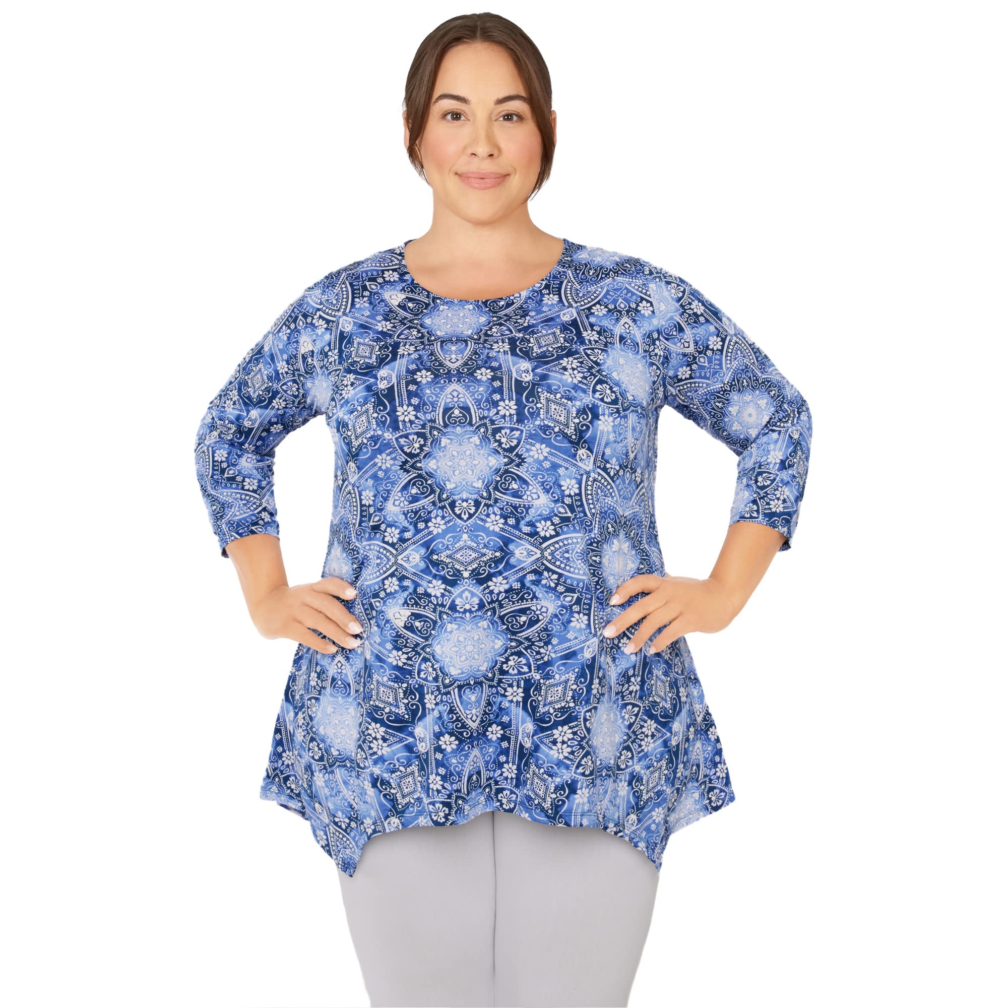 Ruby Rd.Women's Plus-Size Knit Kaleidoscope Print top