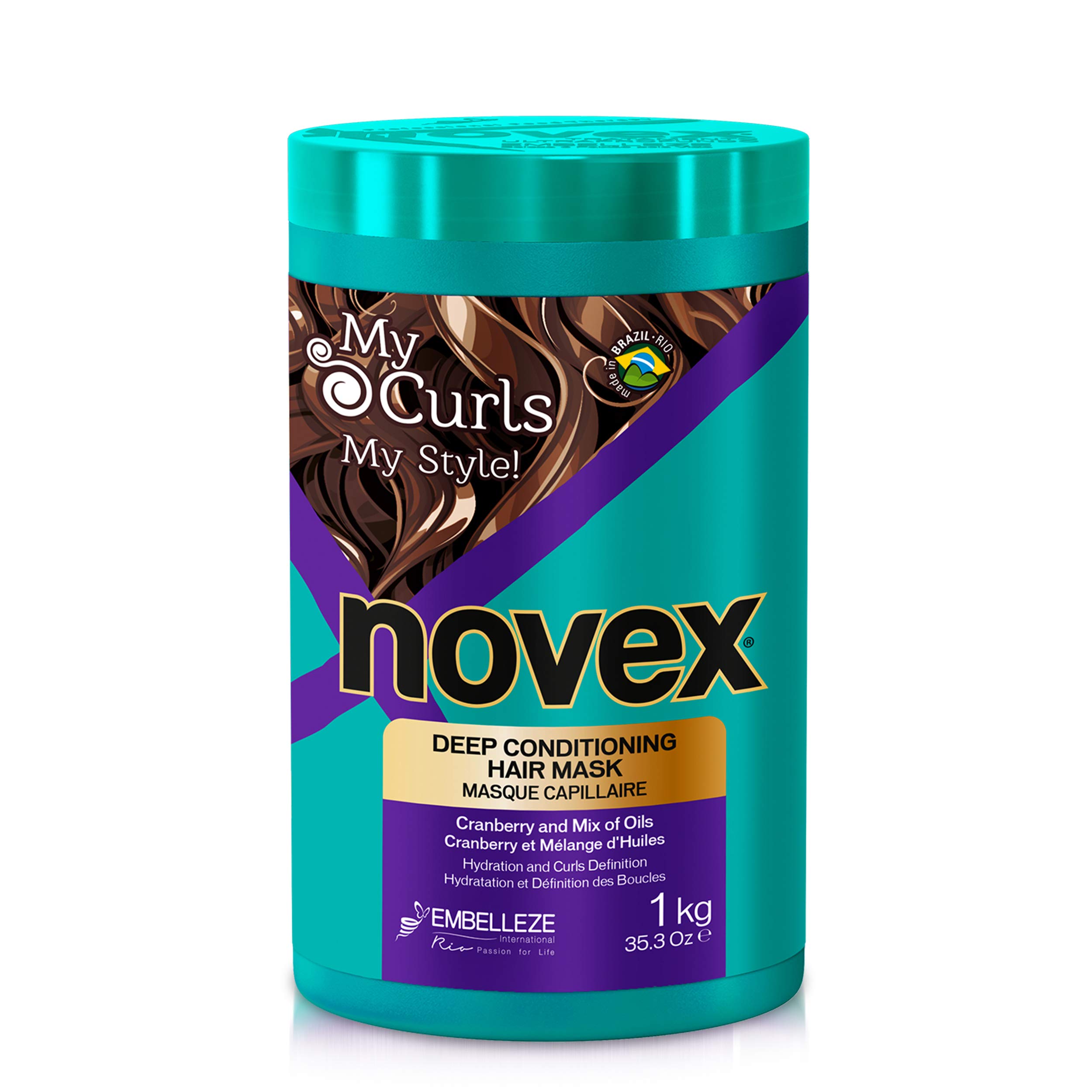 Novex My Curls Deep Conditioning Hair Mask Cream (35.2oz) Moisturizing Treatment Defines Curls, Controls Volume, Reduces Frizz, Adds Softness, for All Curly Hair Types