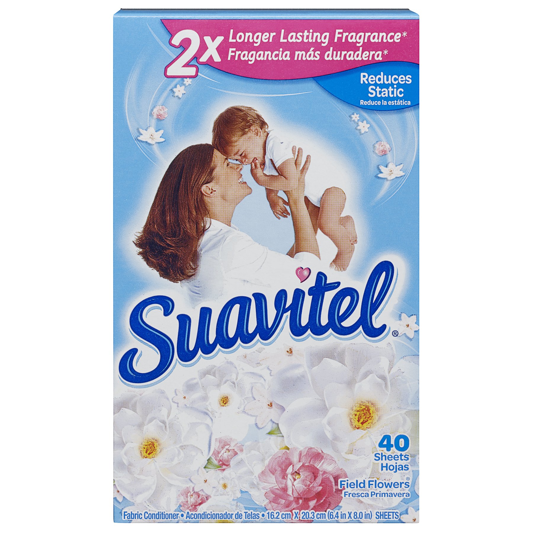 SuavitelFabric Softener Dryer Sheets, Field Flowers, 40 Count