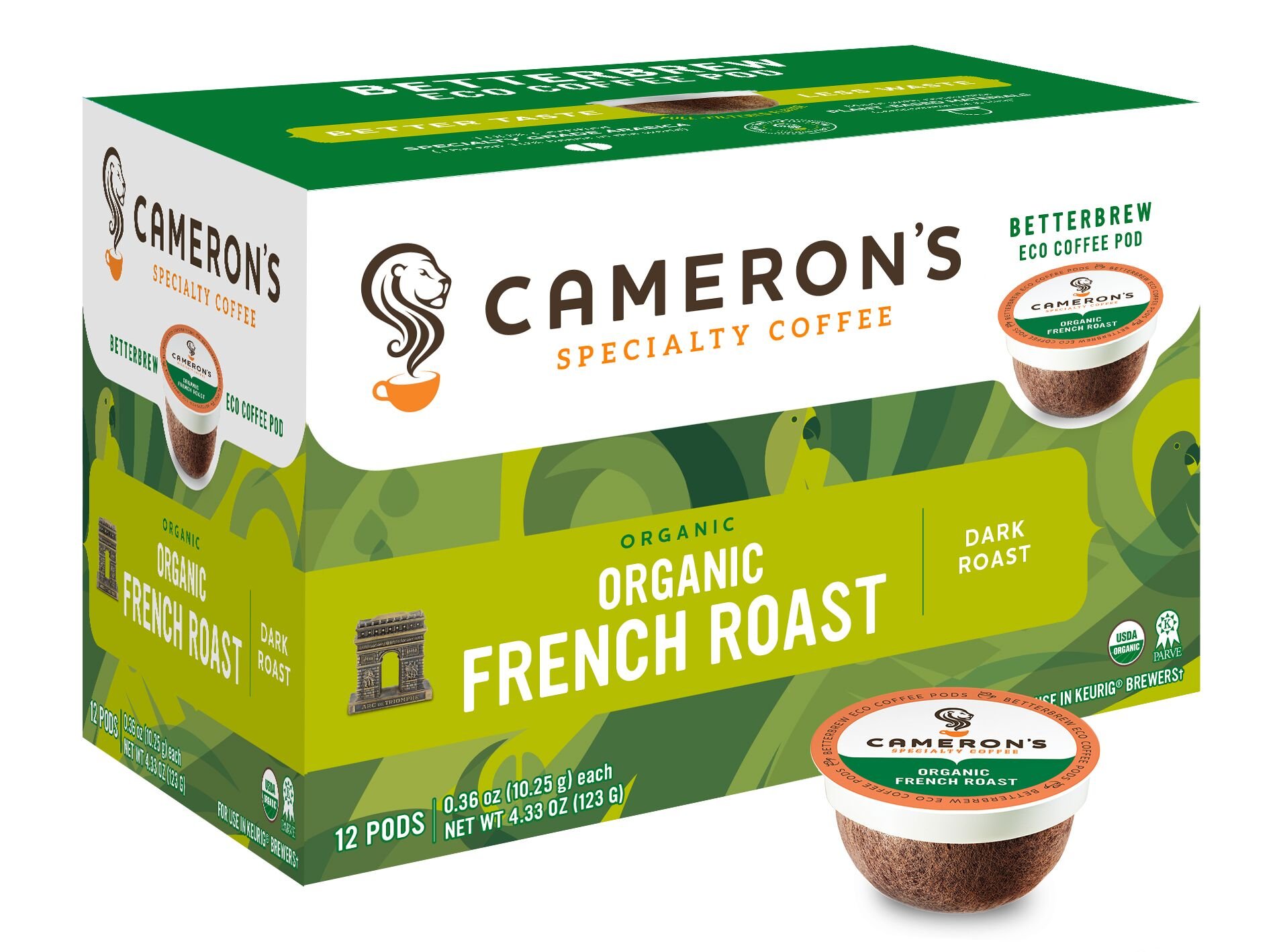 Cameron's CoffeeSingle Serve Pods, Organic French Roast, 12 Count (Pack of 6)