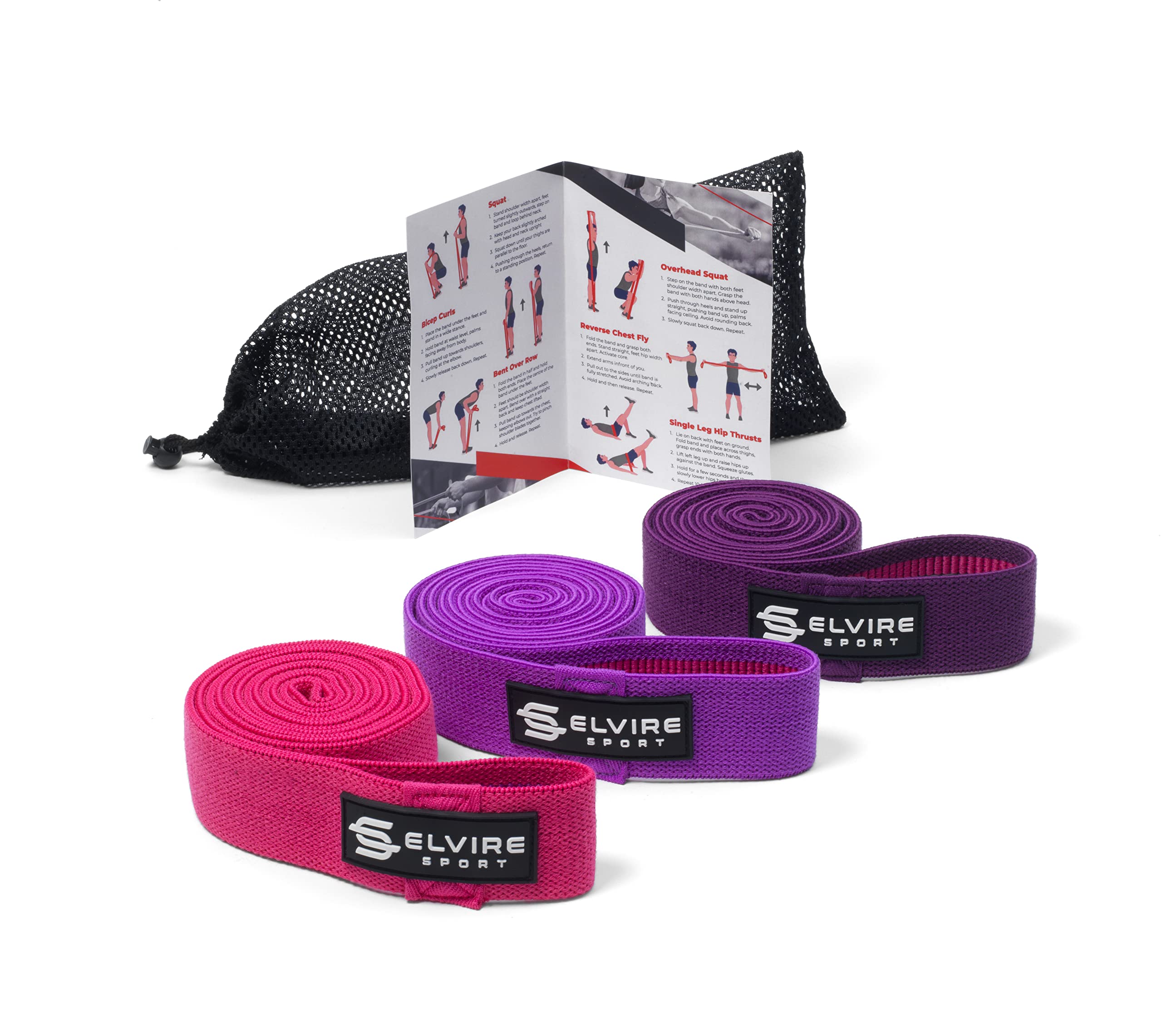 ELVIRE Long Resistance Bands for Working Out | Pull up Bands Fabric Resistance Bands Women & Men Long Bands for Working Out | Cloth Resistance Band for Pull up Assist | 3 Fabric Bands Resistance