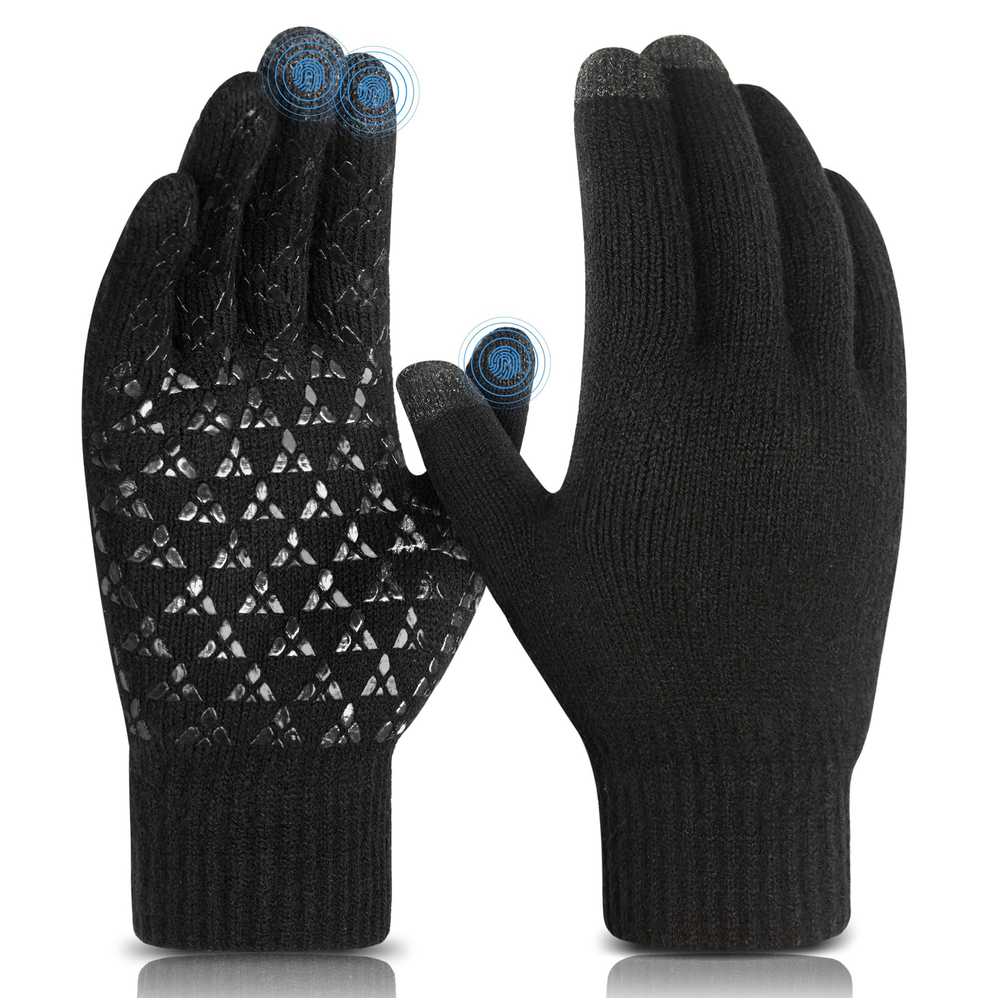 DOVAVAWinter Gloves for Men & Women,Thermal Touchscreen Gloves,Anti-Slip,Soft Knitted Glove With Fleece Lining