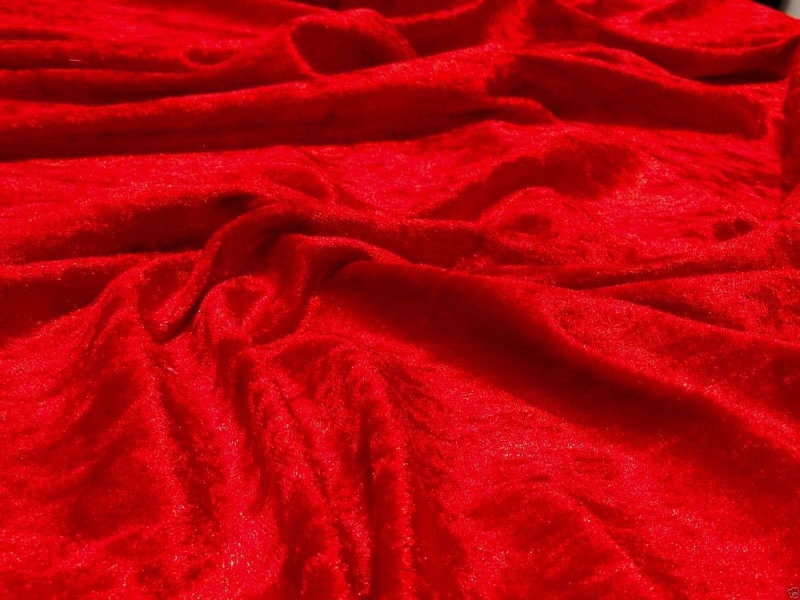 Crushed Velvet Velour Fabric Material - RED, 1Mtr - 150cmx100cm