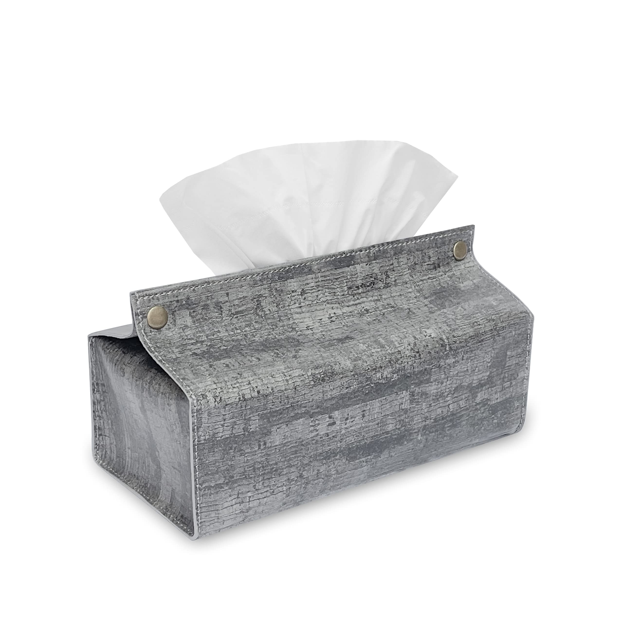 LEART Tissue Box Holder – Leather Tissue Box Cover | Tissue Box Holder for Home Living Room, Bedroom, Kitchen, Office, Tissue Holder | Car Tissue Holder (Pebble Grey)