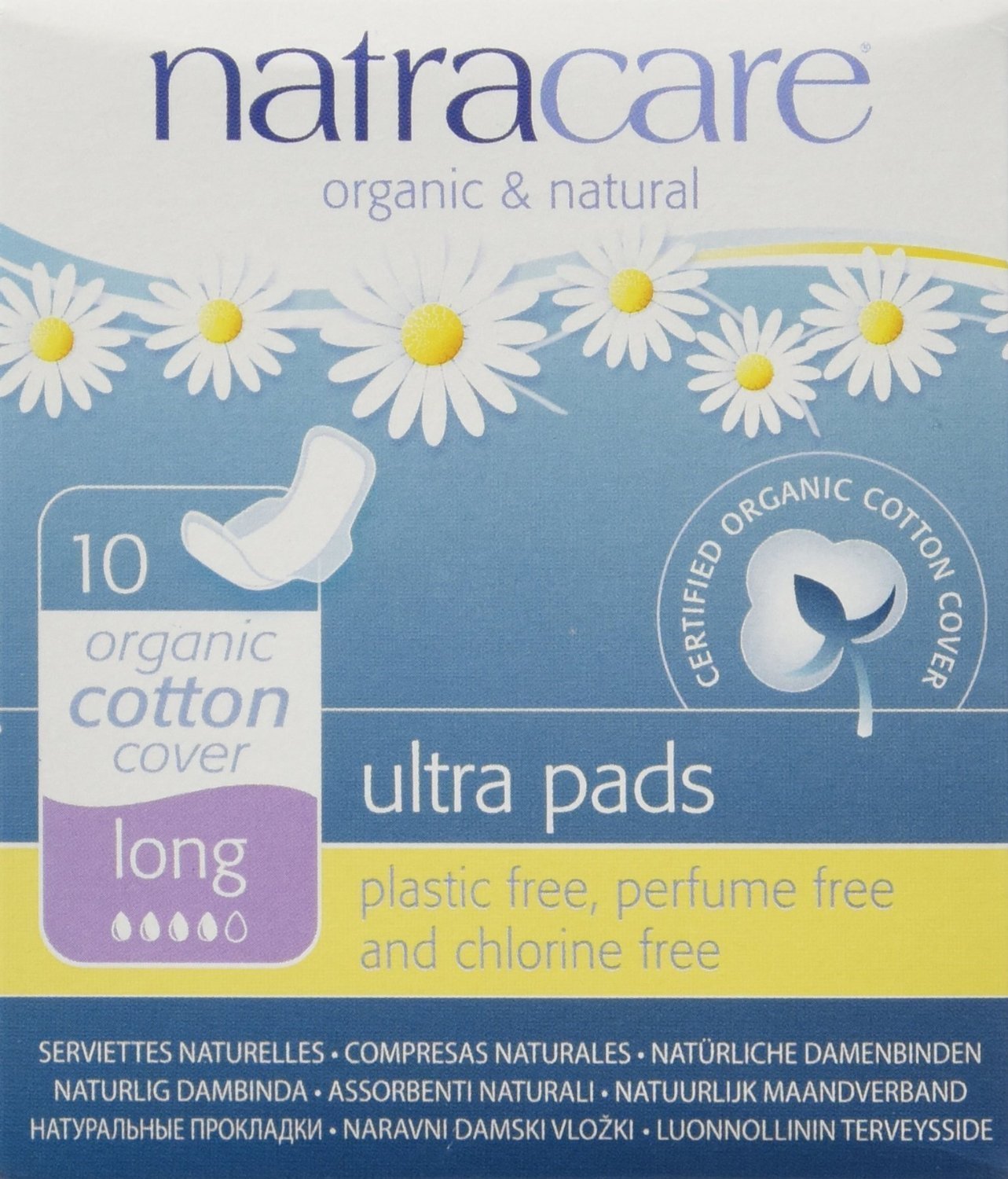 NATRACAREUltra Pads with Wings - Long - 10 ct (8-Pack) - Organic and Natural