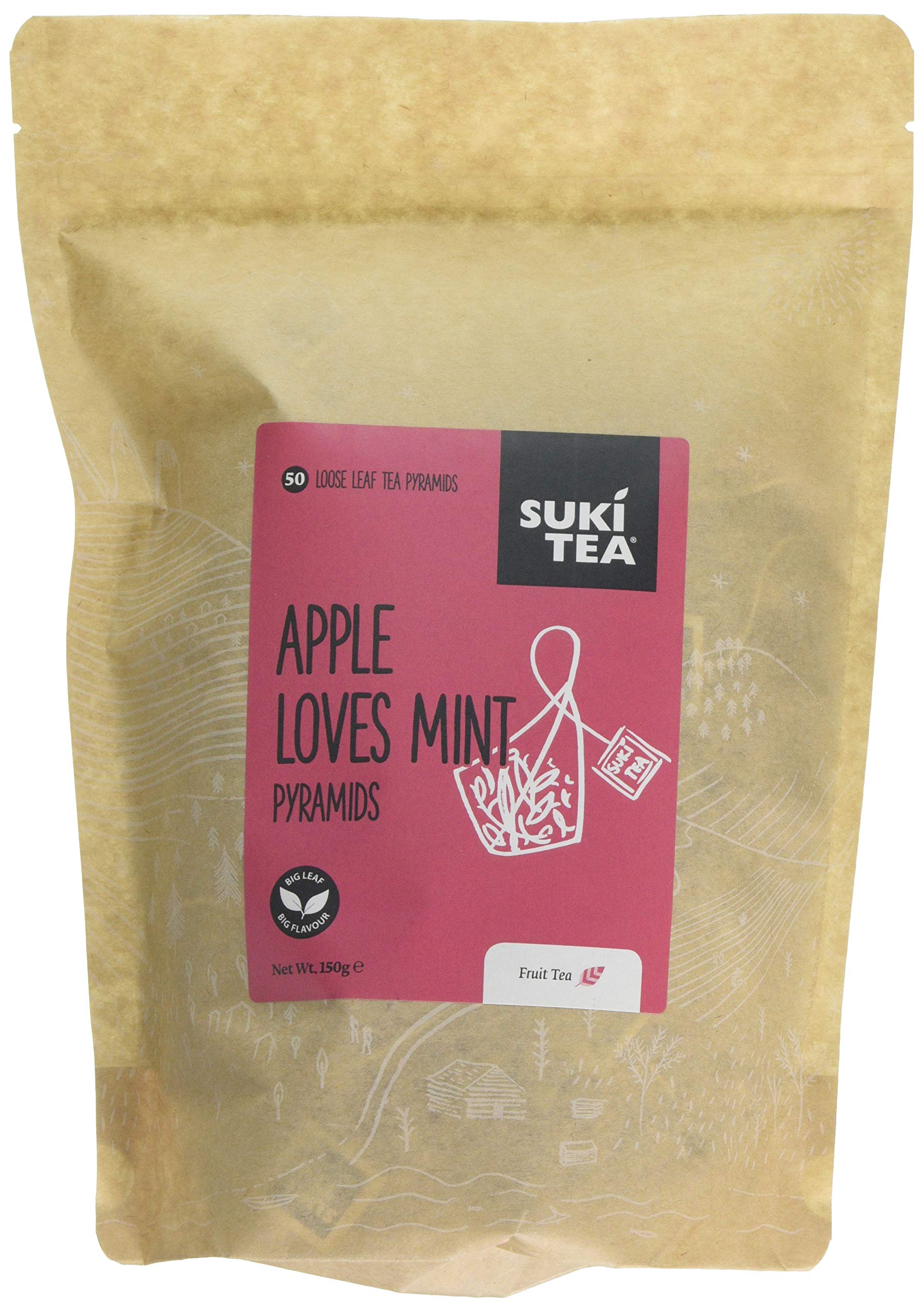 Suki Tea Apple Loves Mint Tea - Pack Of 50 Pyramid Tea Bags - Apple, Papaya, Mint, Rose Bud