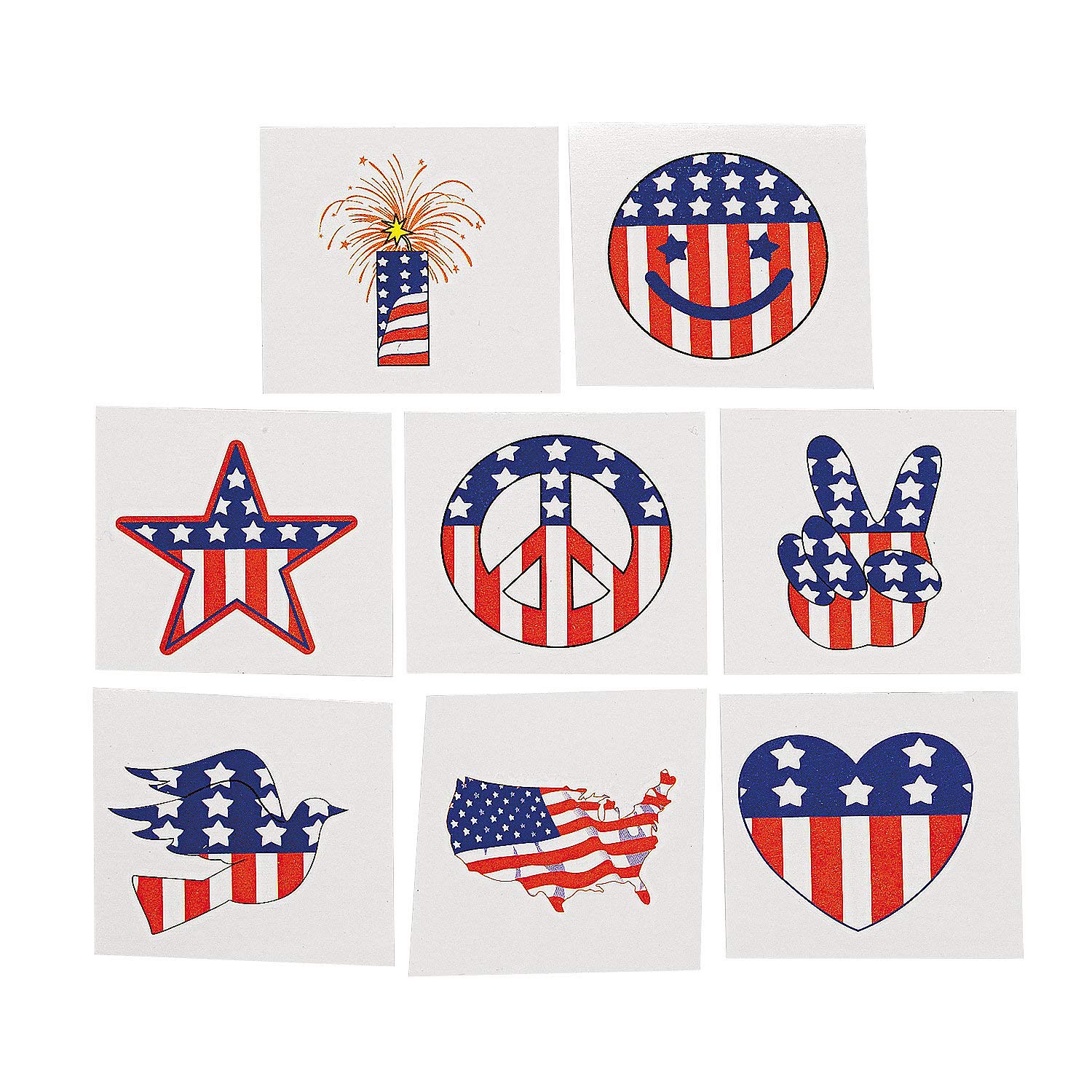 Patriotic Tattoos (6dz) for Fourth of July - 72 Pieces