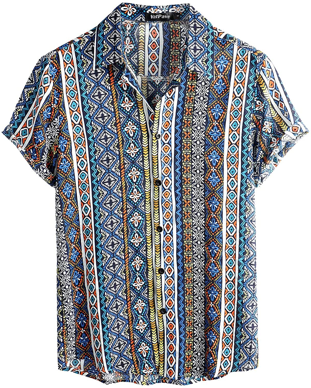 VATPAVEMens Summer Tropical Shirts Short Sleeve Button Down Aloha Hawaiian Shirts