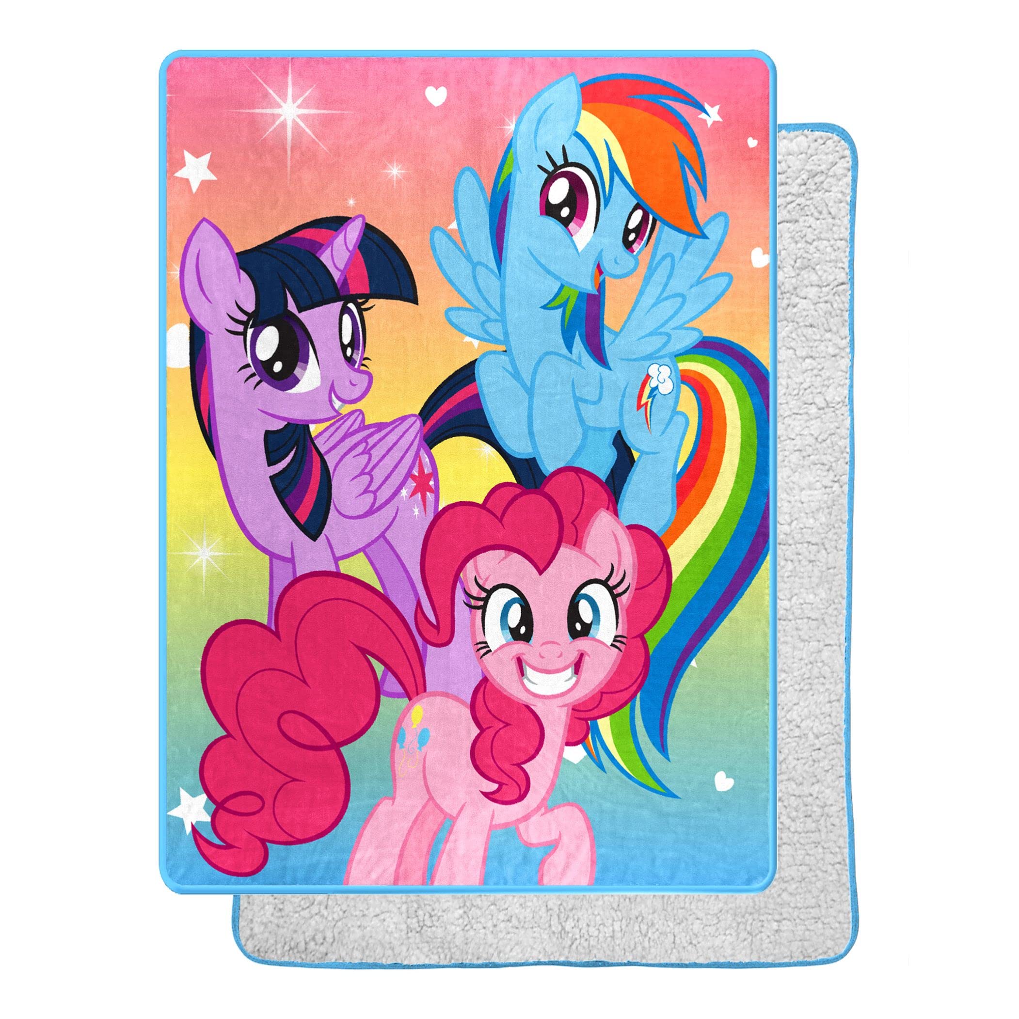 Northwest My Little Pony Rainbow Surprise Oversized Silk Touch Sherpa Throw Blanket, 60" x 80"