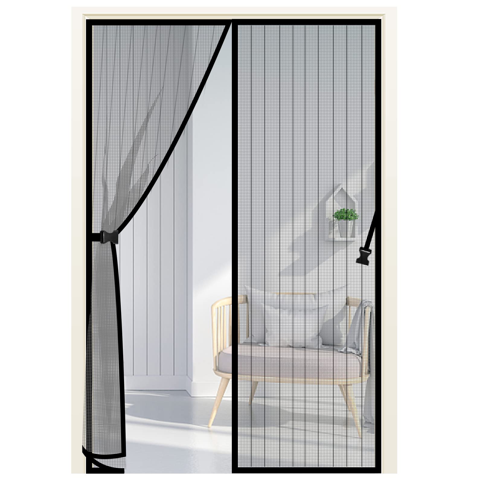 Magnetic Screen Doors Jsdoin Magnetic Door Curtains Fly Screen Anti Mosquito Mesh Curtain with Powerful Magnets and Full Frame Magic Tape Up to 90 cm x 210 cm / 35.4" x 82.6"