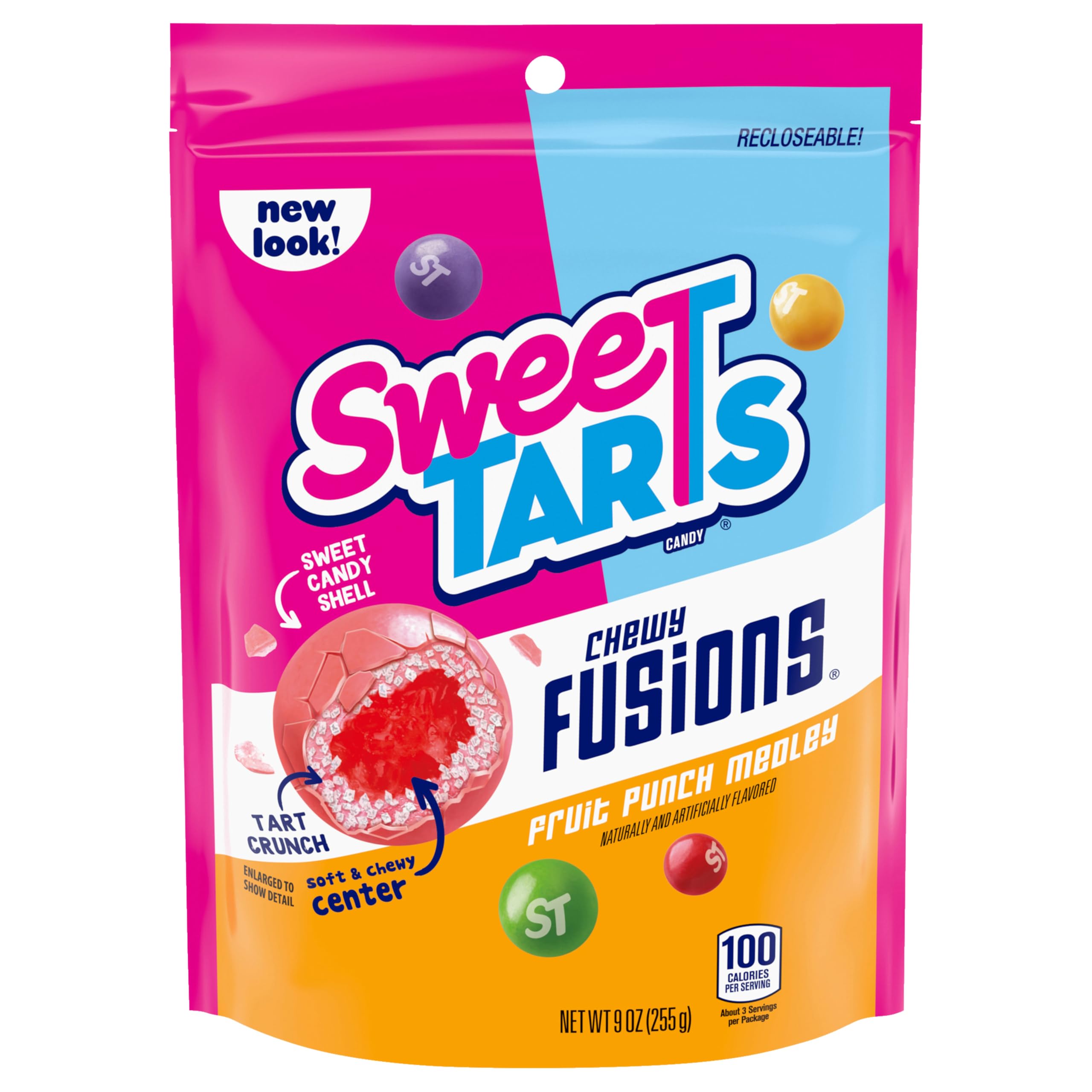 SweeTARTSChewy Fusions Candy, Fruit Punch Medley, Sweet and Tart, 9 Ounce