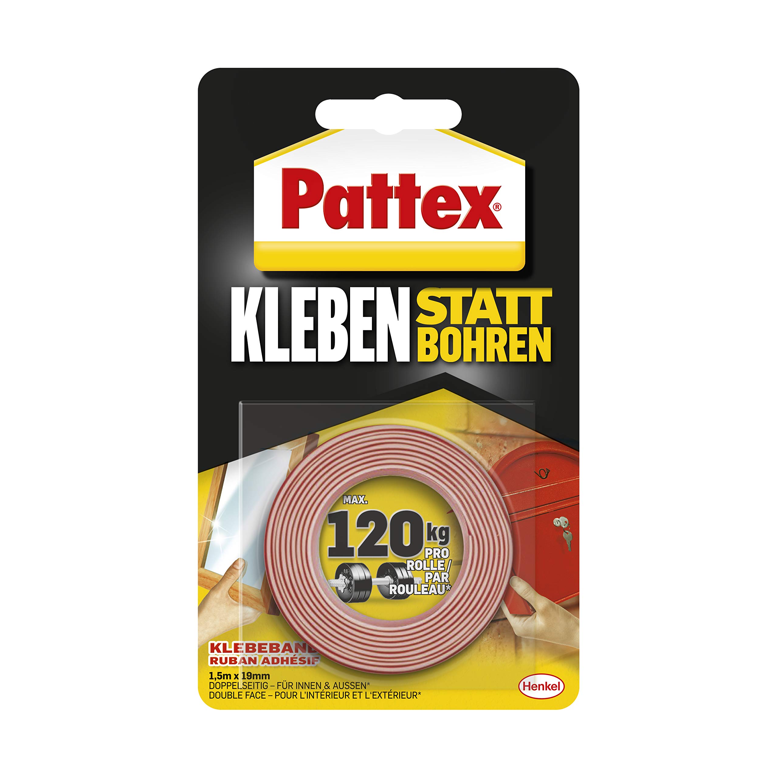 Pattex 526468Gluing Instead of Drilling Double Sided Tape, Red, 5 Ft