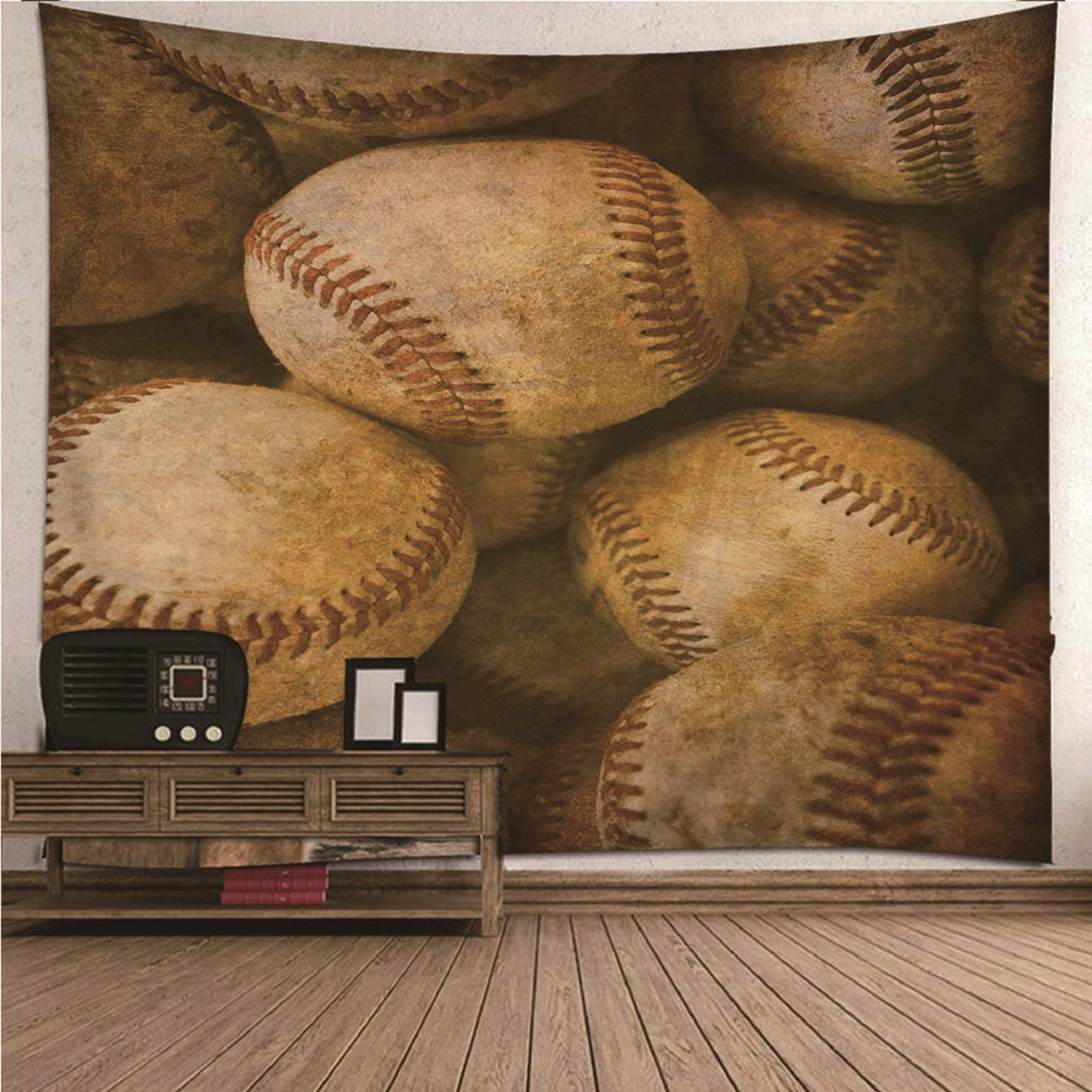 Banemi Modern Wall Tapestry, Tapestries Art White Red Baseball Wall Art for Living Room Polyester240X220Cm