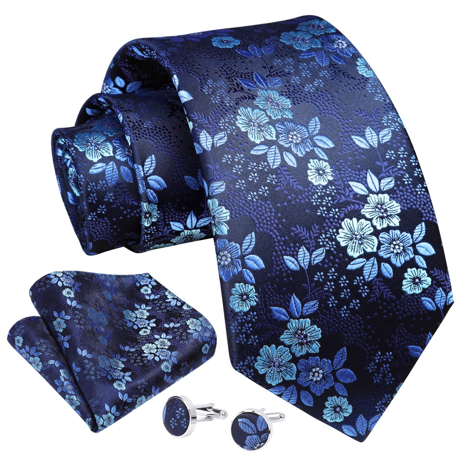 EnlisionMen's Paisley Tie for Men Formal Necktie Wedding Floral Woven Ties Handkerchief Cufflinks Set Business