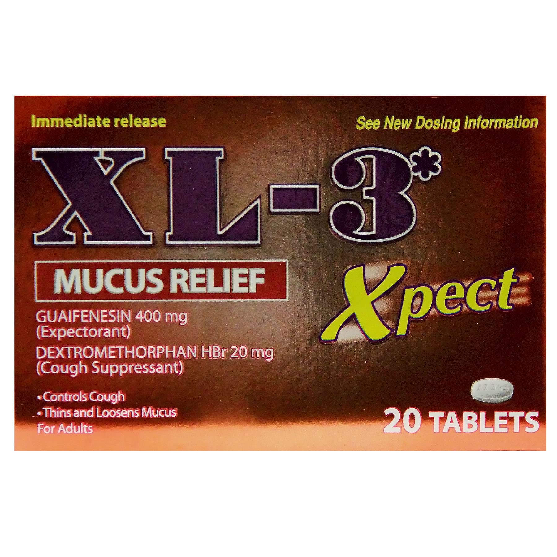 Xpect Mucus Relief, Thins and Loosens Mucus, Expectorant, 20 Tablets, Box