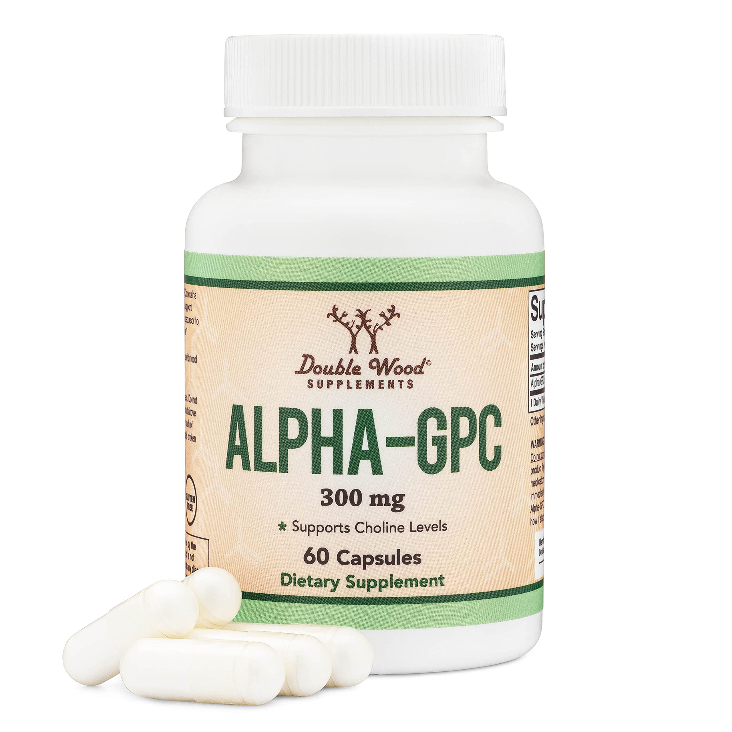 Alpha GPC Choline Supplement (Beginner Nootropic for Brain Support, Focus, Memory, Motivation, and Energy) Pharmaceutical Grade, Made in USA (60 Capsules 300mg)