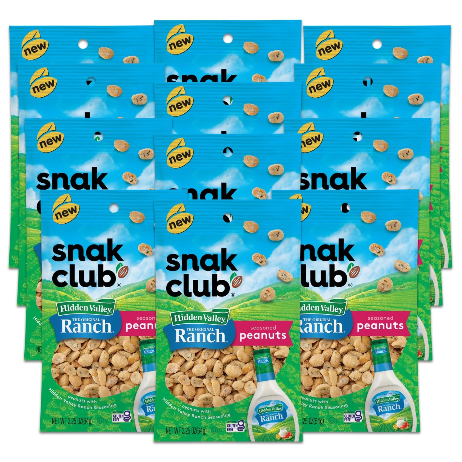 Snak ClubHidden Valley Ranch Peanuts 2.25oz/12ct