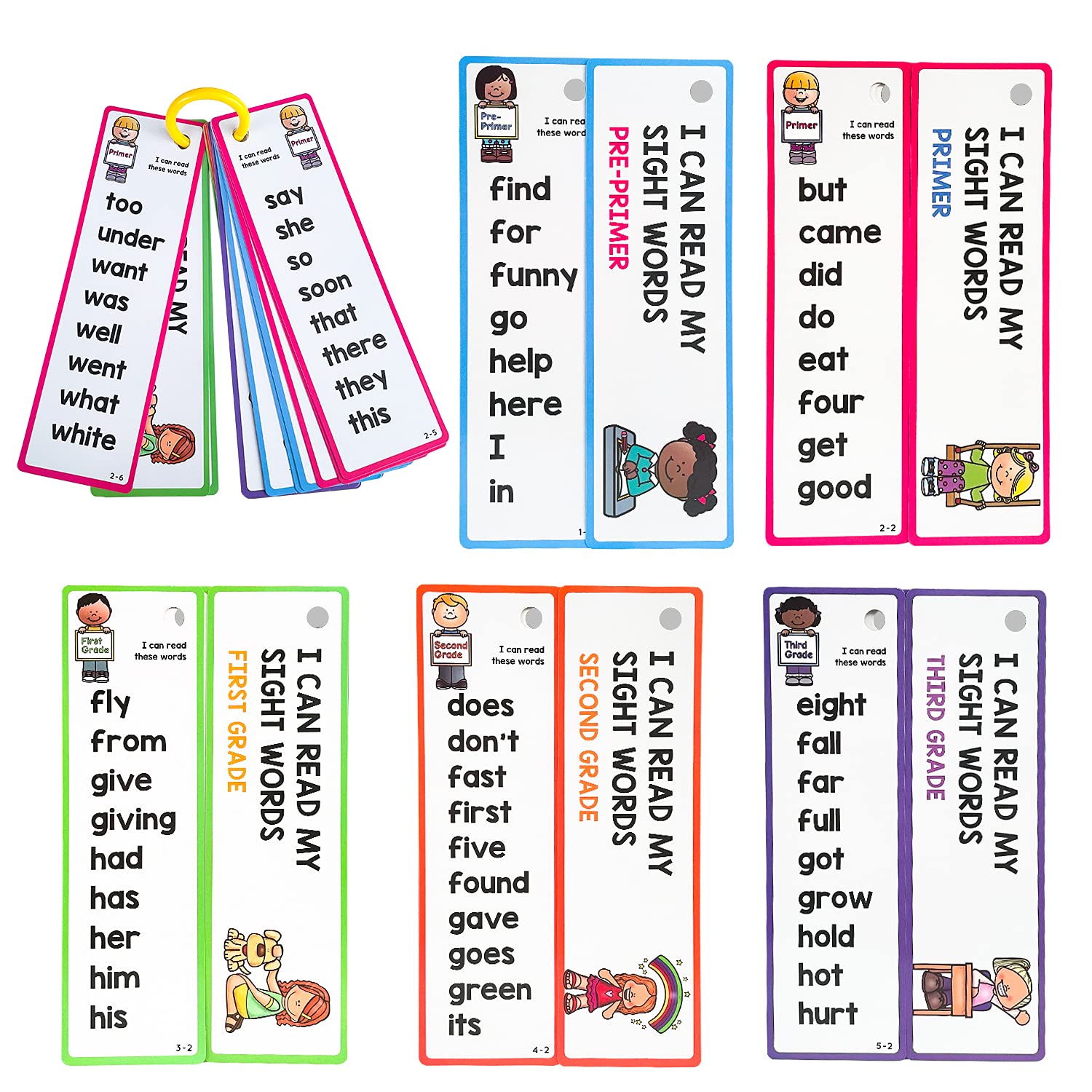 220 Sight Words Flashcards, 5 Level Pre-Primer/Primer / 1st Grade / 2nd Grade / 3rd Grade, Toddler Learning Toys, Preschool Learning Supplies Pre K, Preschool, Kindergarten, 1st, 2nd Grade