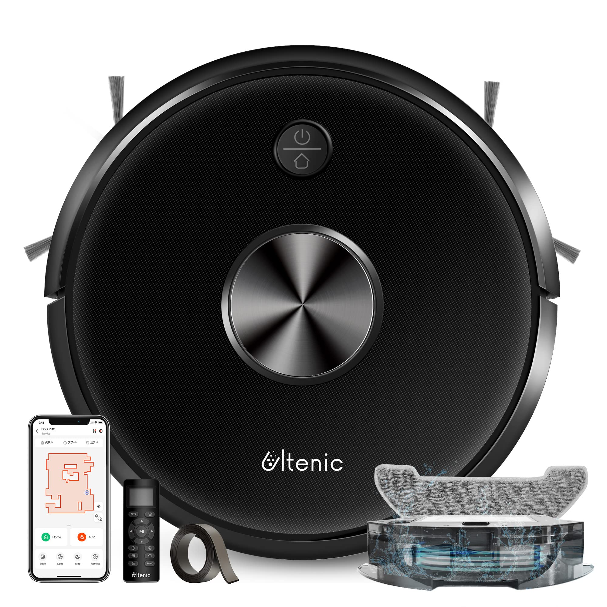 Ultenic D5s Pro Robot Vacuum Cleaner, 3000Pa, Wi-Fi Connected, Mopping Function, Super-Thin, Alexa, App Control, Boundary Strips Included, Self-Charging Robotic Vacuum for Pet Hair Hard Floor Carpet