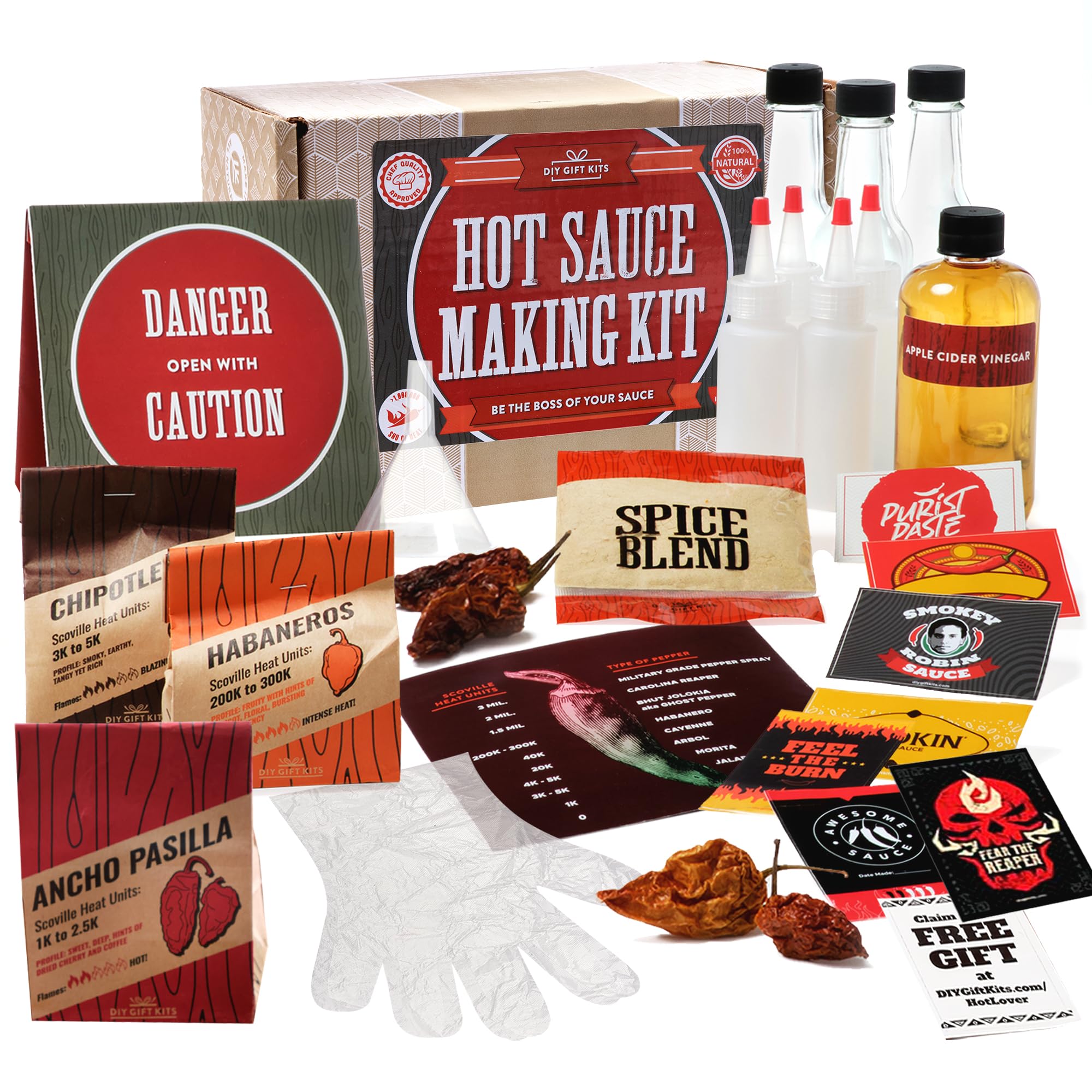 DIY Gift Kits - Hot Sauce Making Kit Everything Included - Unique Cooking Gifts For Men Christmas Gifts For Husband, Boyfriend, Dads Who Have Everything - Standard