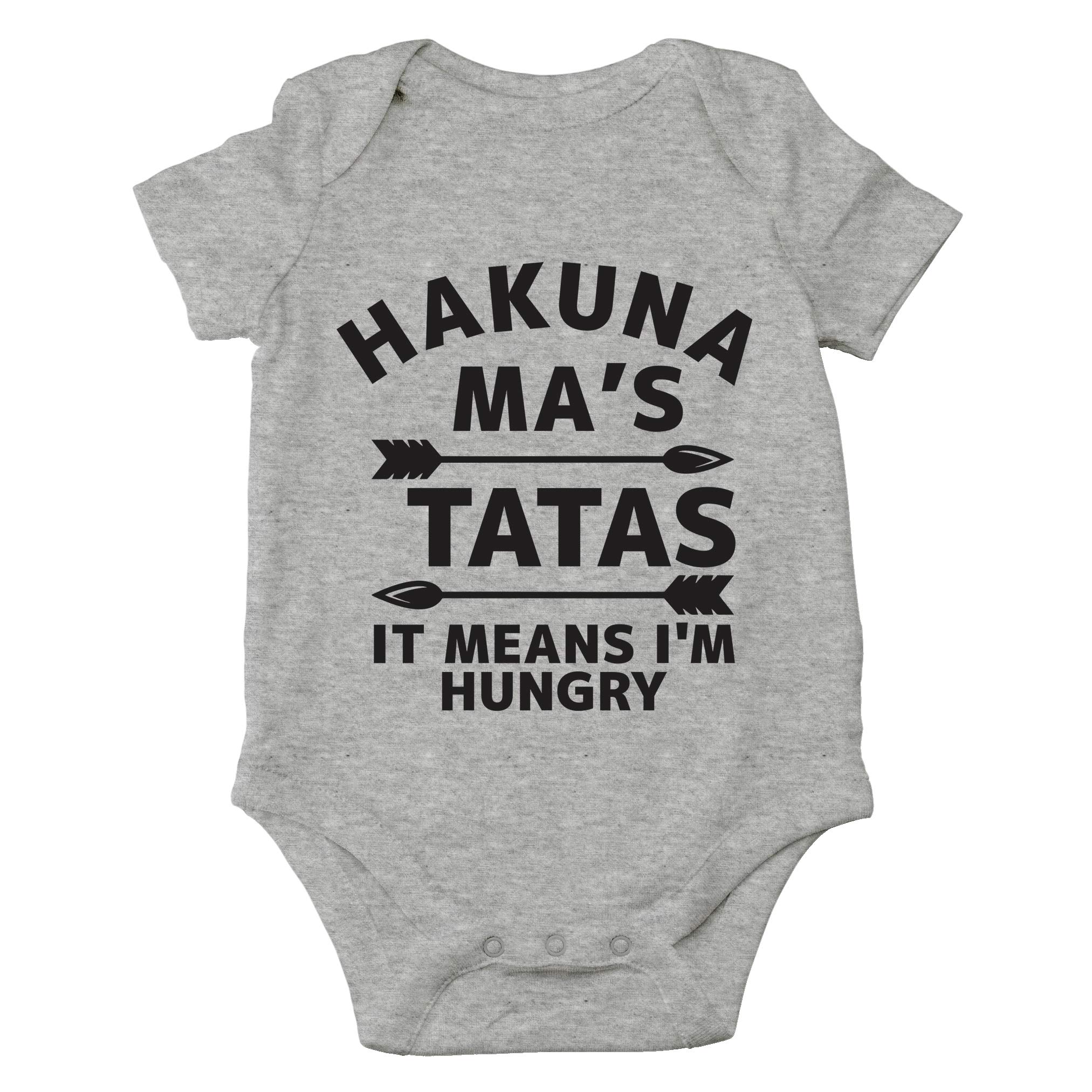 AW Fashions Hakuna Ma's Tatas It Means I'm Hungry - Movie Parody Funny Saying - Cute One-Piece Infant Baby Bodysuit