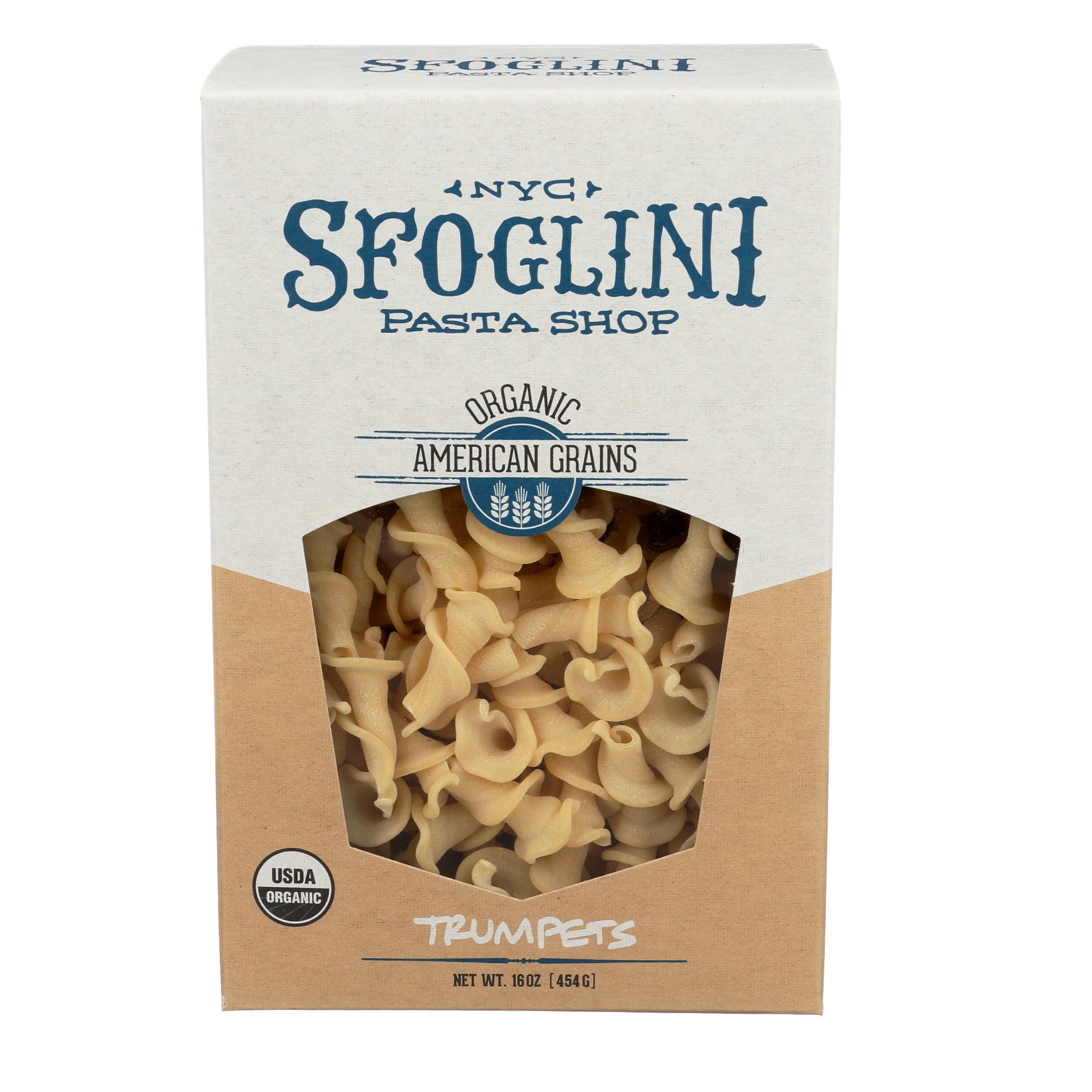 SfogliniOrganic Durum Semolina Trumpets—Made with Traditional Techniques & Wholesome Organic Grain—Holds Tight to Sauce—16 oz Boxes