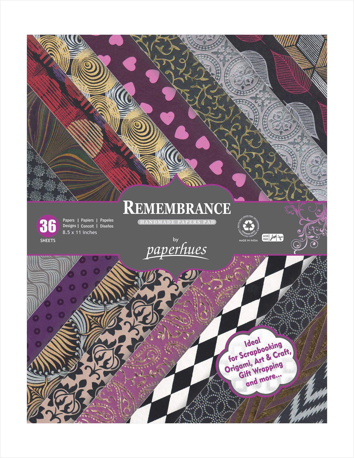 Paperhues Remembrance Collection Papers 8.5x11" Pad 36 Sheets.