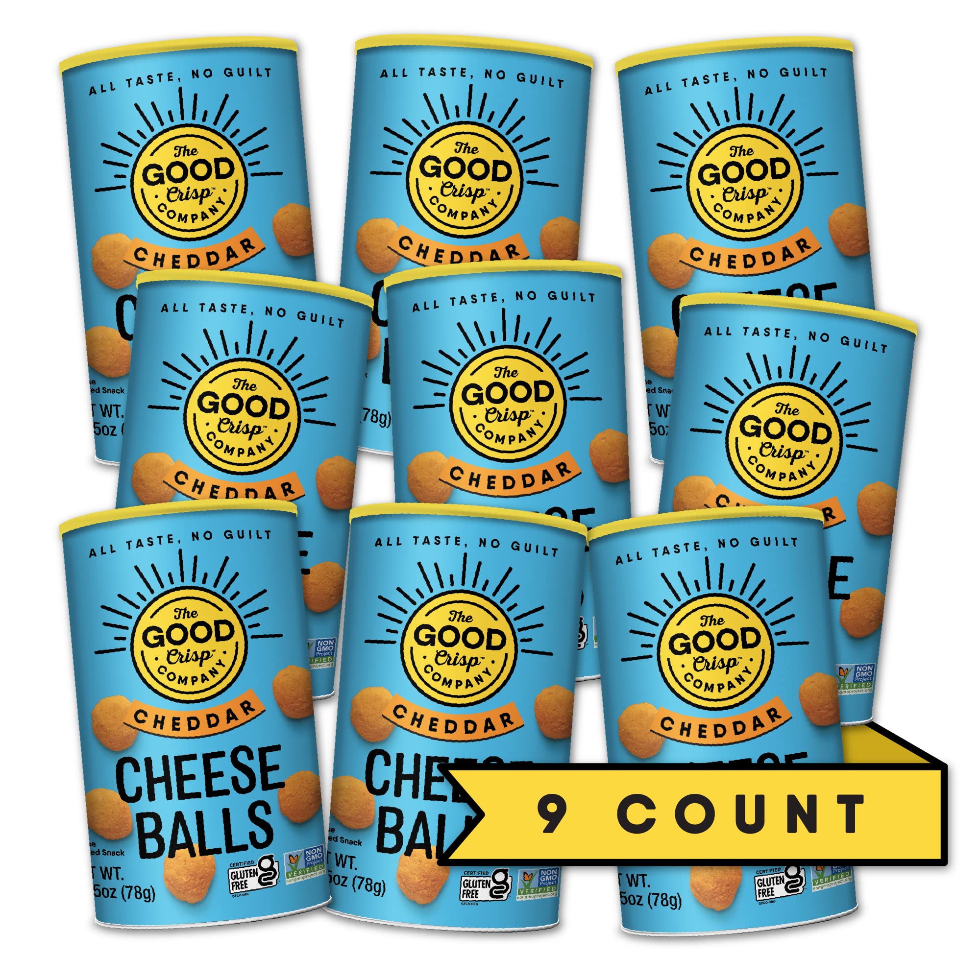 The Good Crisp Company, Cheese Balls, Cheddar, 2.75 Ounces (Pack of 9)