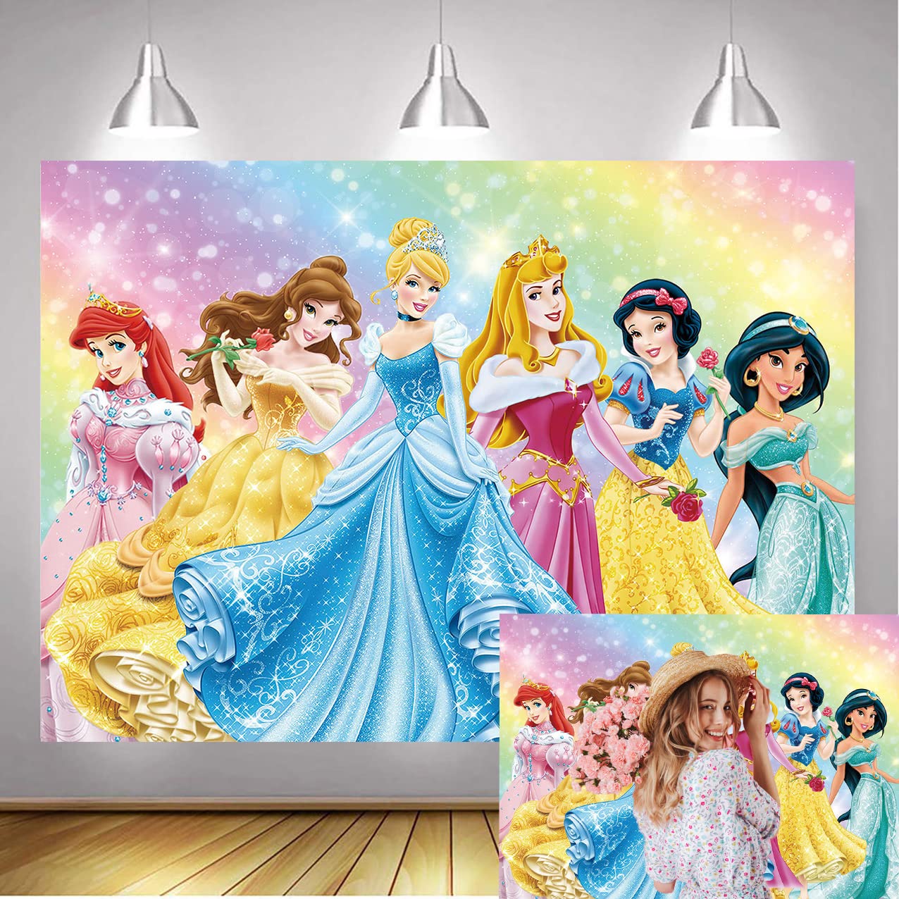 Dost Polyester Princess Personalized Photography Backdrop Princess Theme Girl Dream Party Decoration Backdrop (8x6FT)