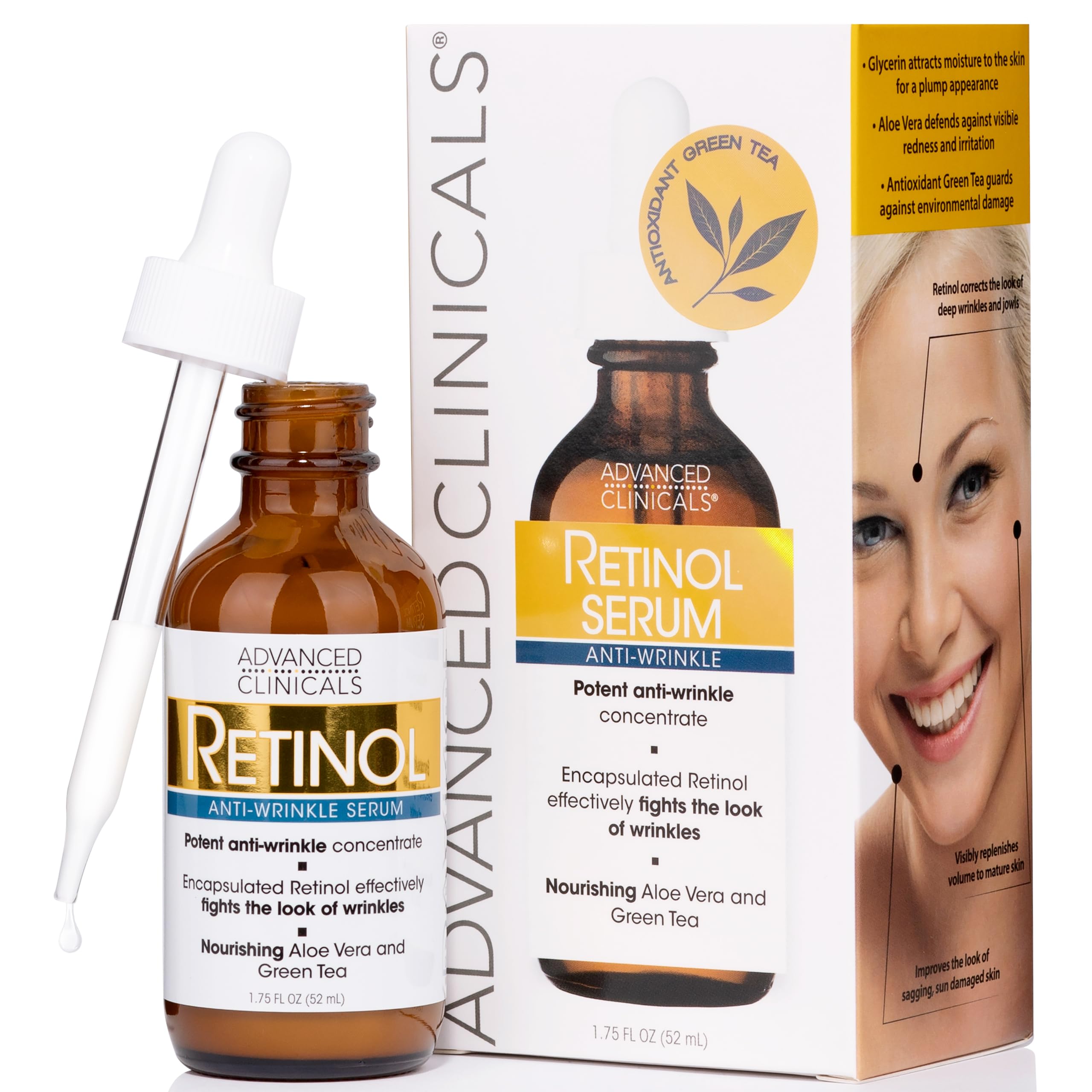 Advanced Clinicals Professional Strength Retinol Serum. Anti-aging, Wrinkle Reducing 1.75 Fl Oz.