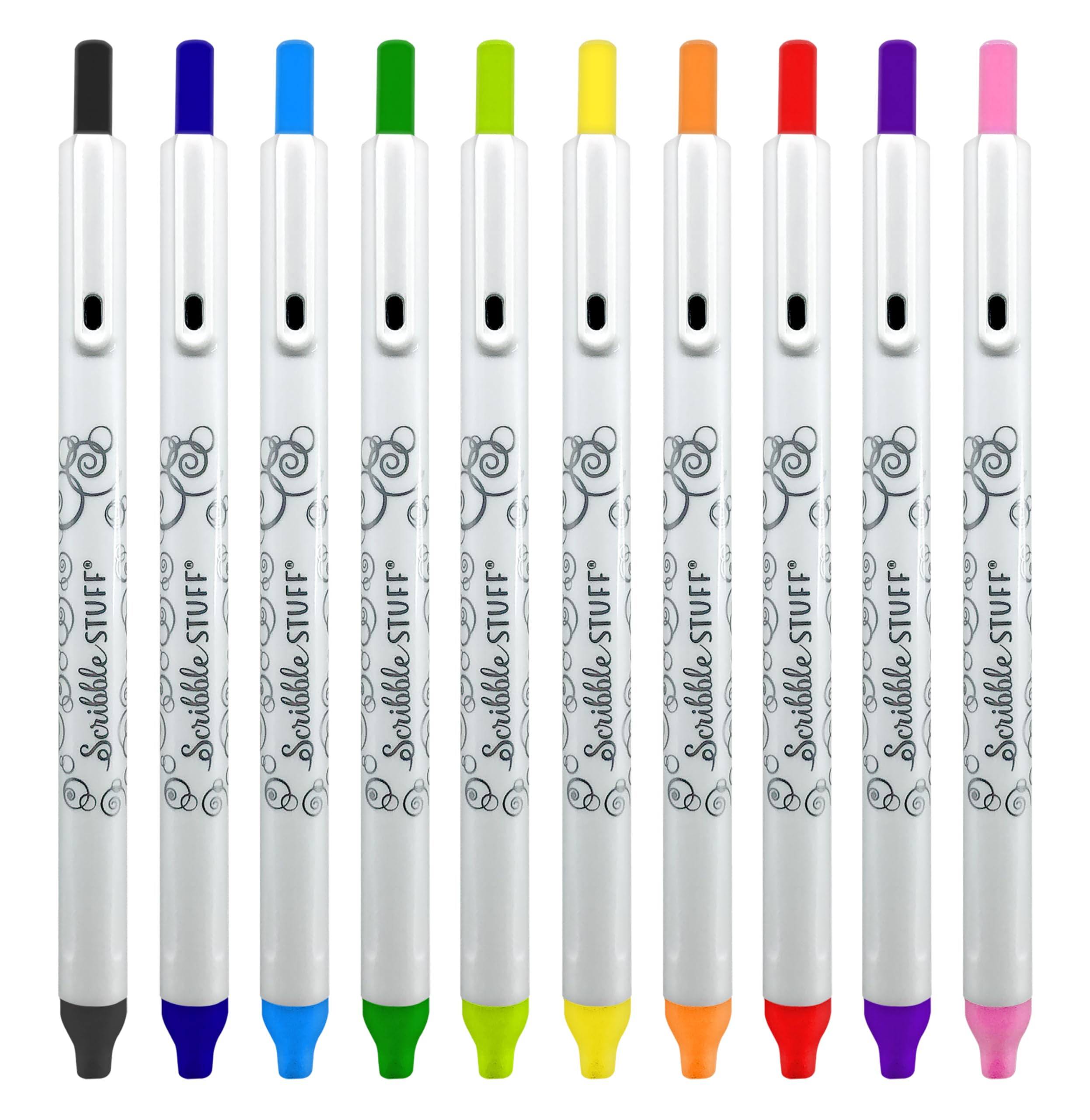 RoseArt Scribble Stuff Retractable Felt Brights 10 Count Pens, Smudge-Free, 1mm Craft Marker Pens, Fineline, Fun and Functional Art Pens