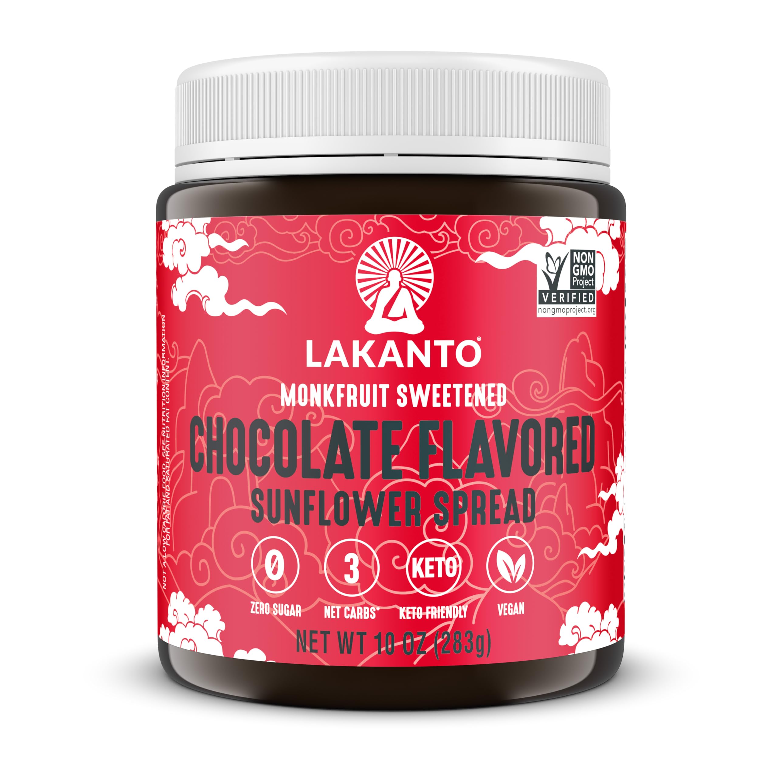 LakantoSugar Free Chocolate Sunflower Spread - Monk Fruit Sweetener, Keto Diet Friendly, Vegan, Dutch Cocoa, Chocolate Spread Use for Breakfast, Desserts, Snacks, and More (10 oz)