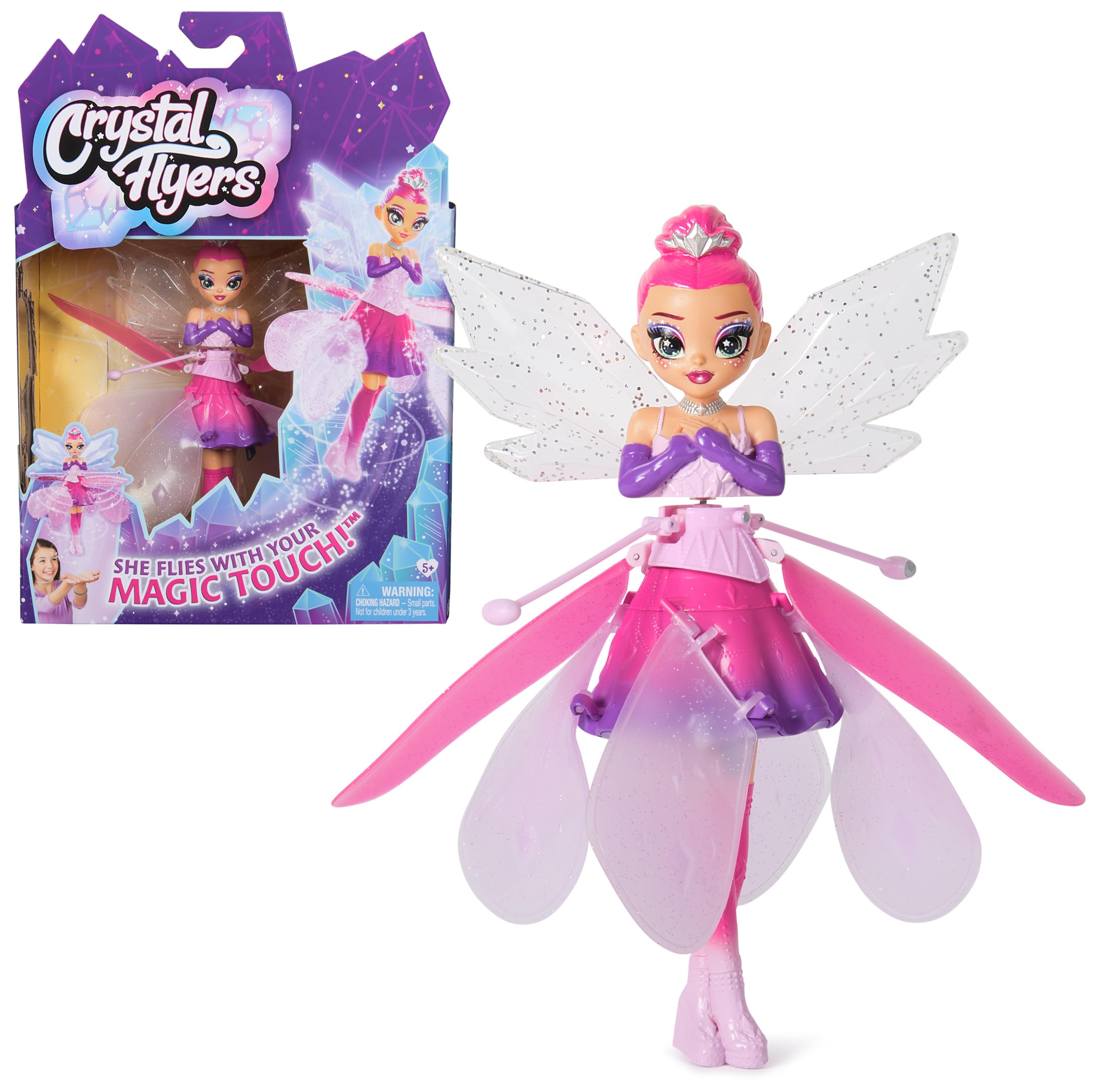 Crystal FlyersMagical Flying Toy Doll with Crystal Wings, Girls Gifts, Interactive Kids Toys for Girls and Boys Ages 5 and up