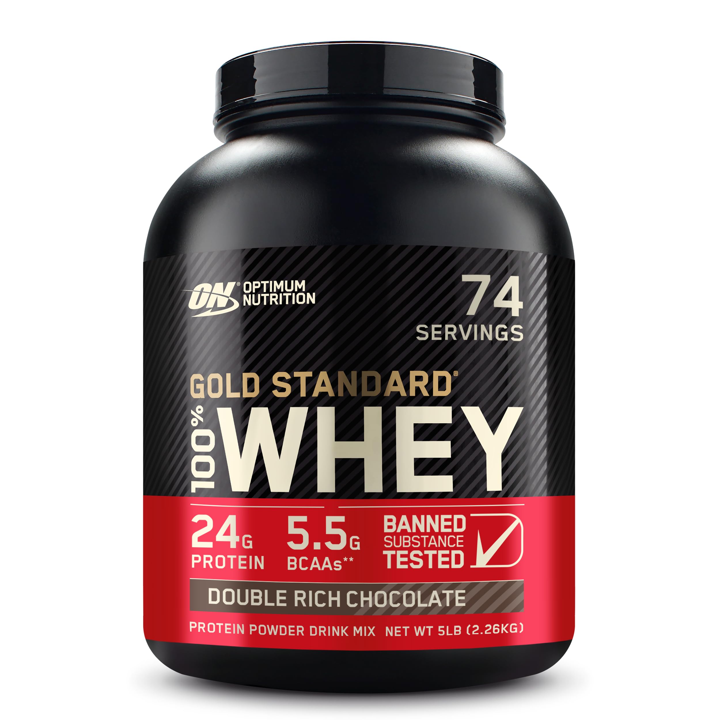 Optimum NutritionGold Standard 100% Whey Protein Powder, Double Rich Chocolate, 5 Pound (Packaging May Vary)