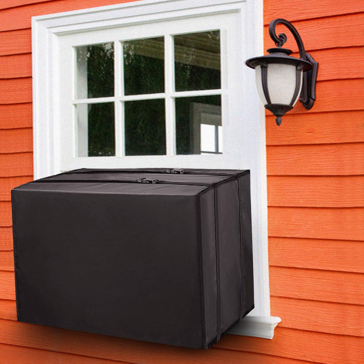 TAKTOPEAK Air Conditioner Cover Heavy Duty Outdoor Window AC Cover Bottom Covered with Straps Durable and Water Resistant Medium Black 25 x 21 x 17 inches (L x H x D)