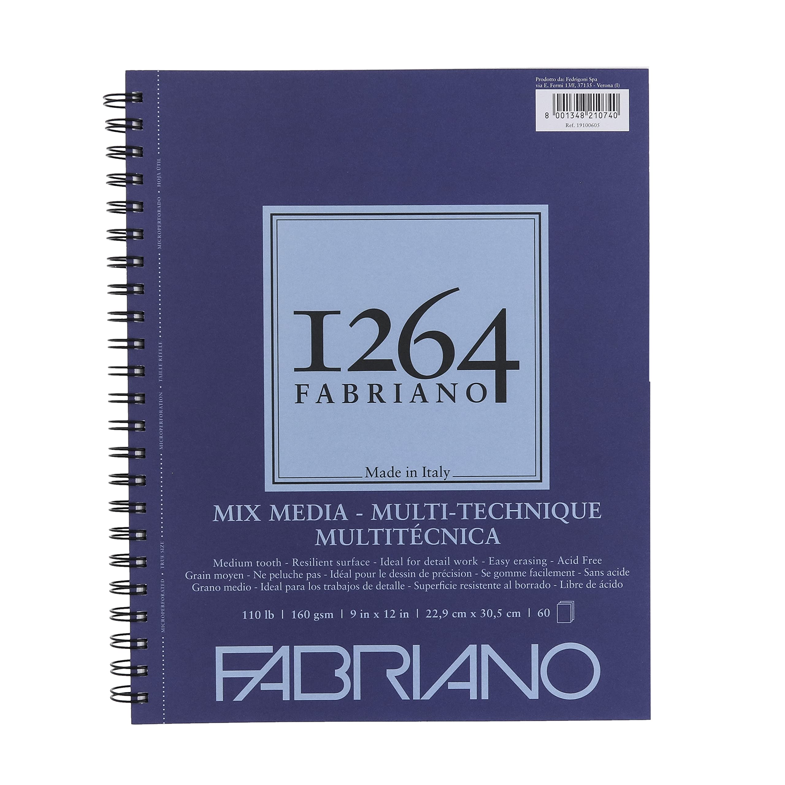 Fabriano 1264 Mixed Media Pad, 9 x 12, White