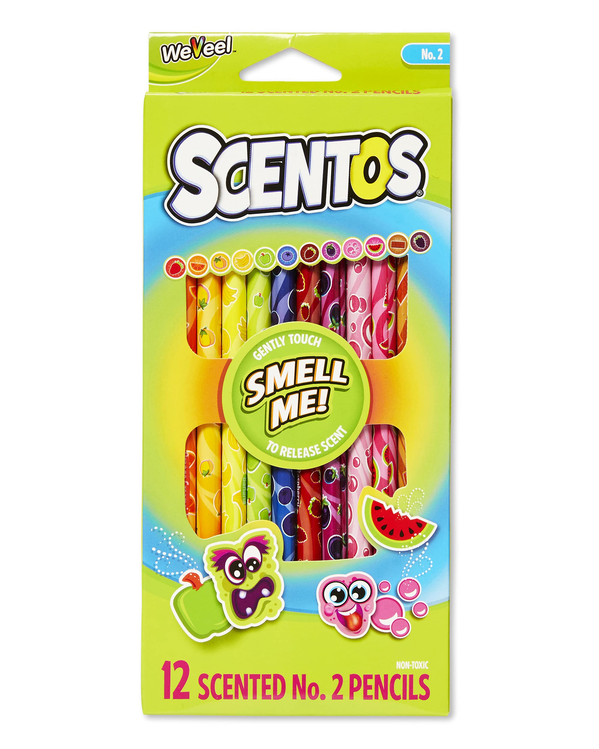 Scentos Scented Pencils for Kids - No. 2 Lead Pencils - Cute Pencils - 12 Pack