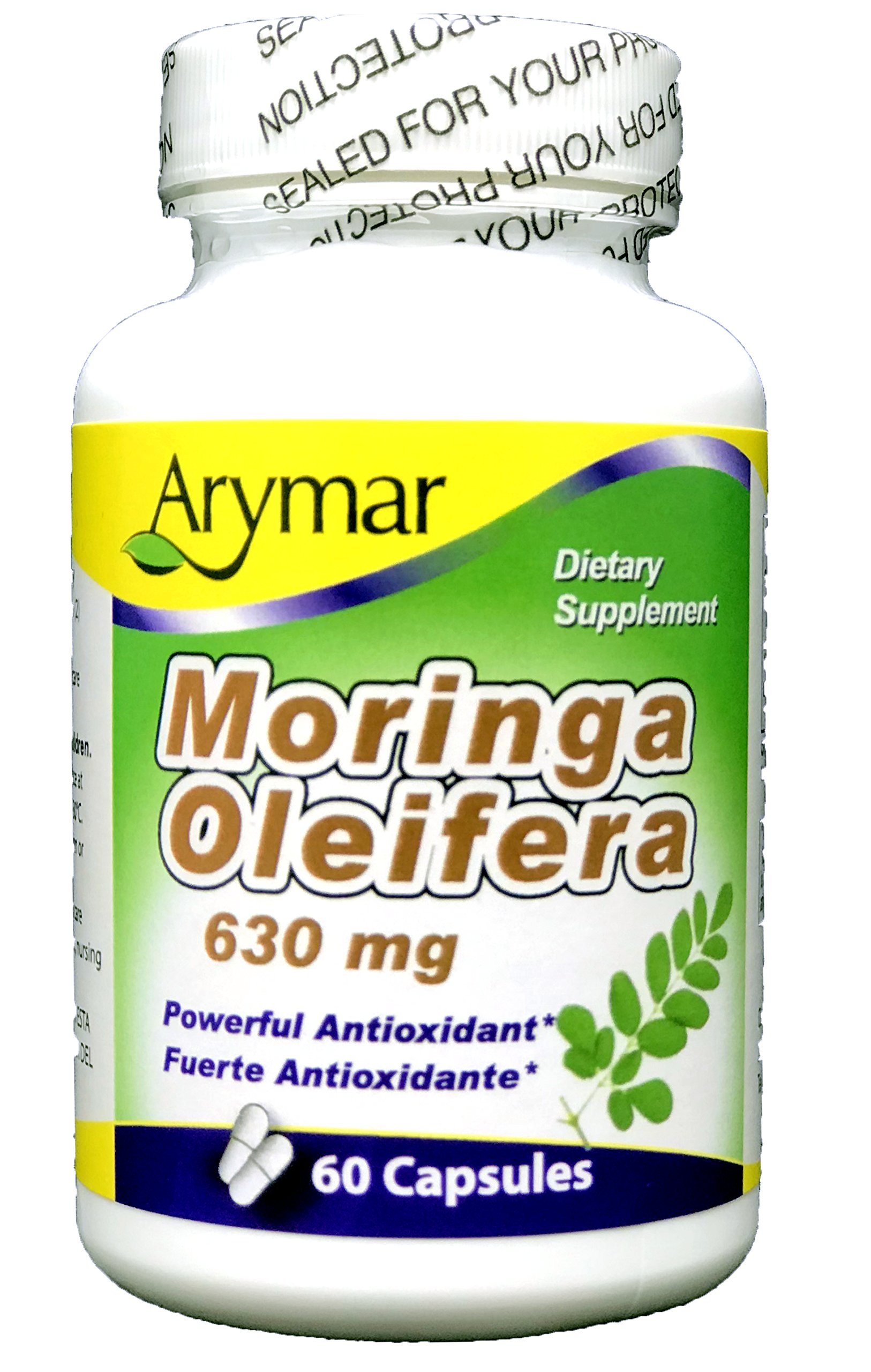 Arymar Moringa Oleifera 630 milligrams Powerful Antioxidant 60 Caps