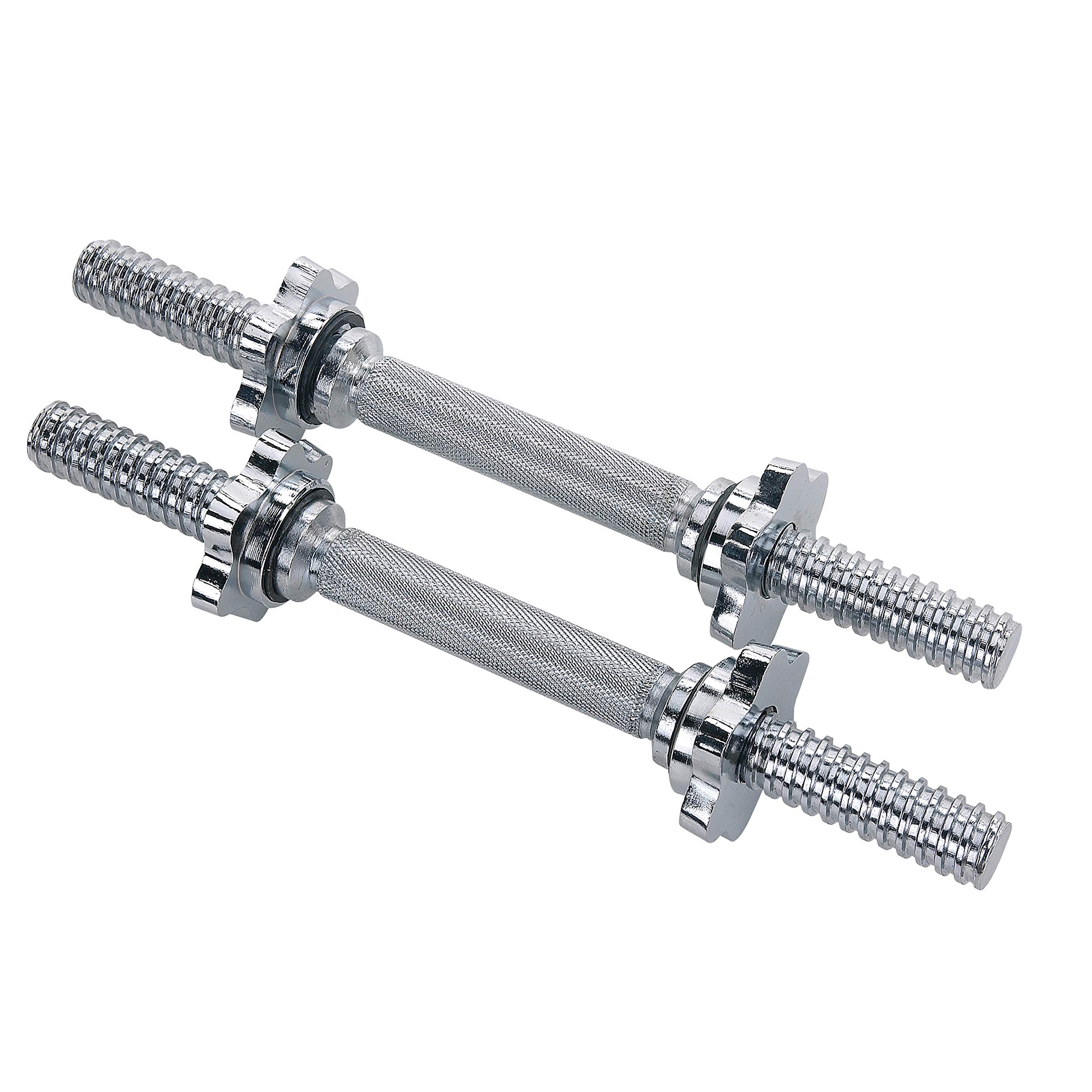 Sunny Health & Fitness35.5 cm Threaded Chrome Dumbbell Bar Set, Adjustable Dumbbell Bar Handles with Star Lock Collars, Fit 25mm Standard Plates - STDBH-14