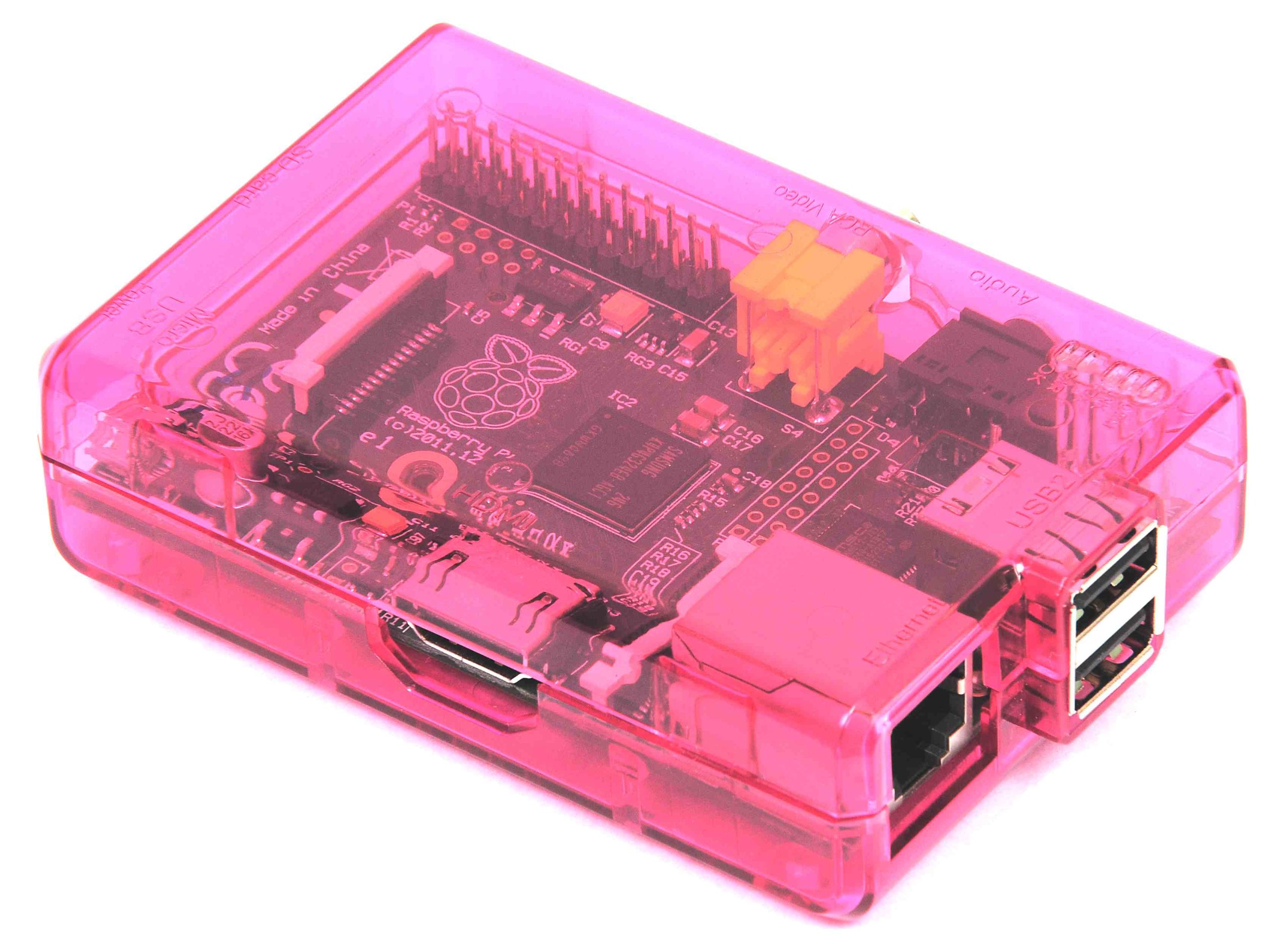 sb components Raspberry Pi Case (Pink) Transparent Closed for Model B & Model A