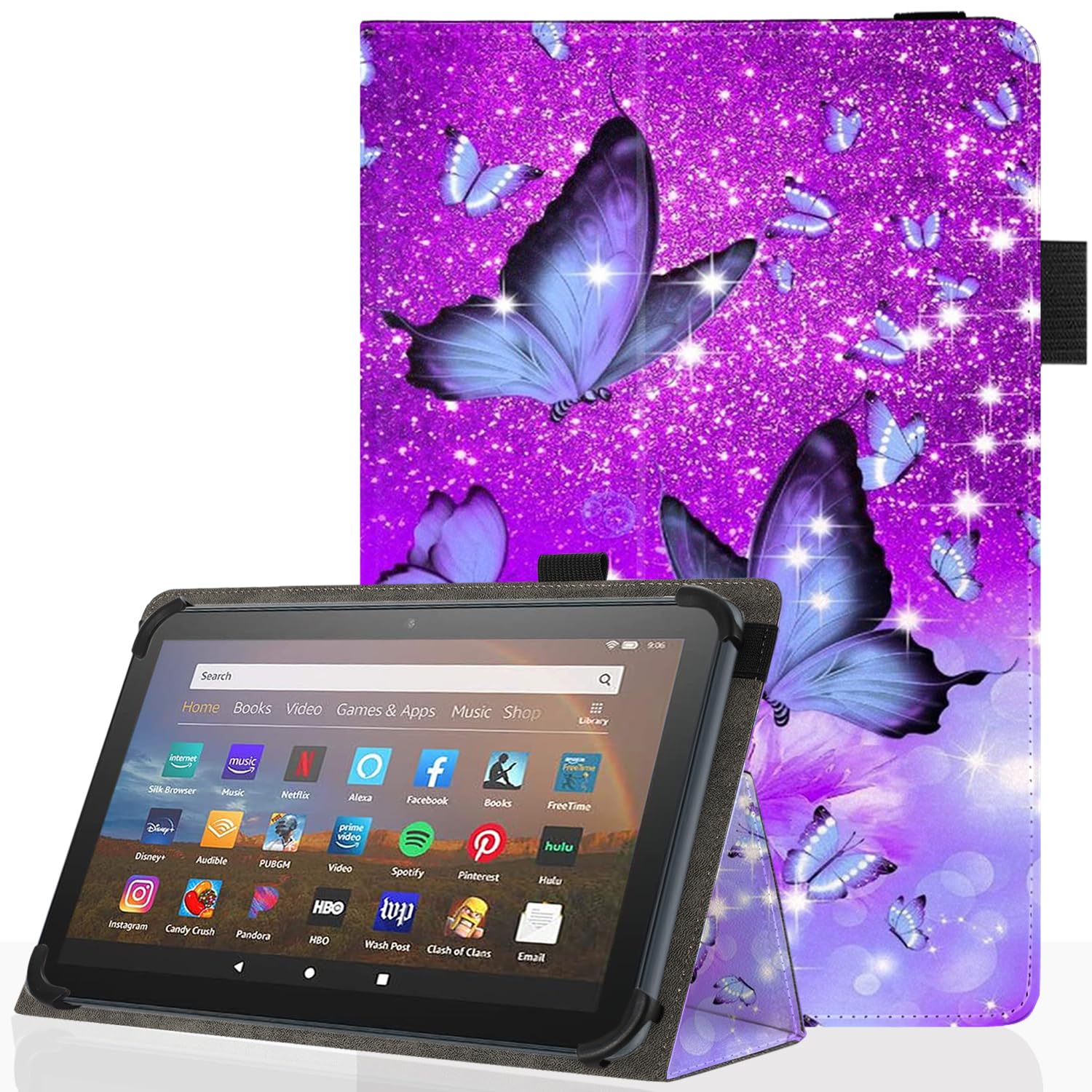 Universal 10 10.1 Inch Android Tablet Case,Slim Folding Stand Cover for All 9"-10.5" Touchscreen Tablet Case with Stylus Pen Holder,Butterfly 01