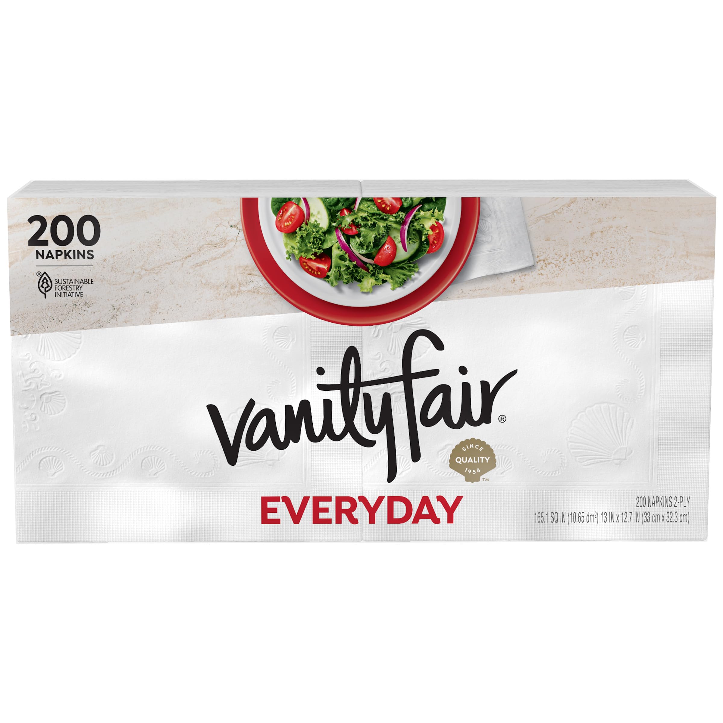 Vanity Fair Everyday Napkins, 200 Count (Packaging Design May Vary)