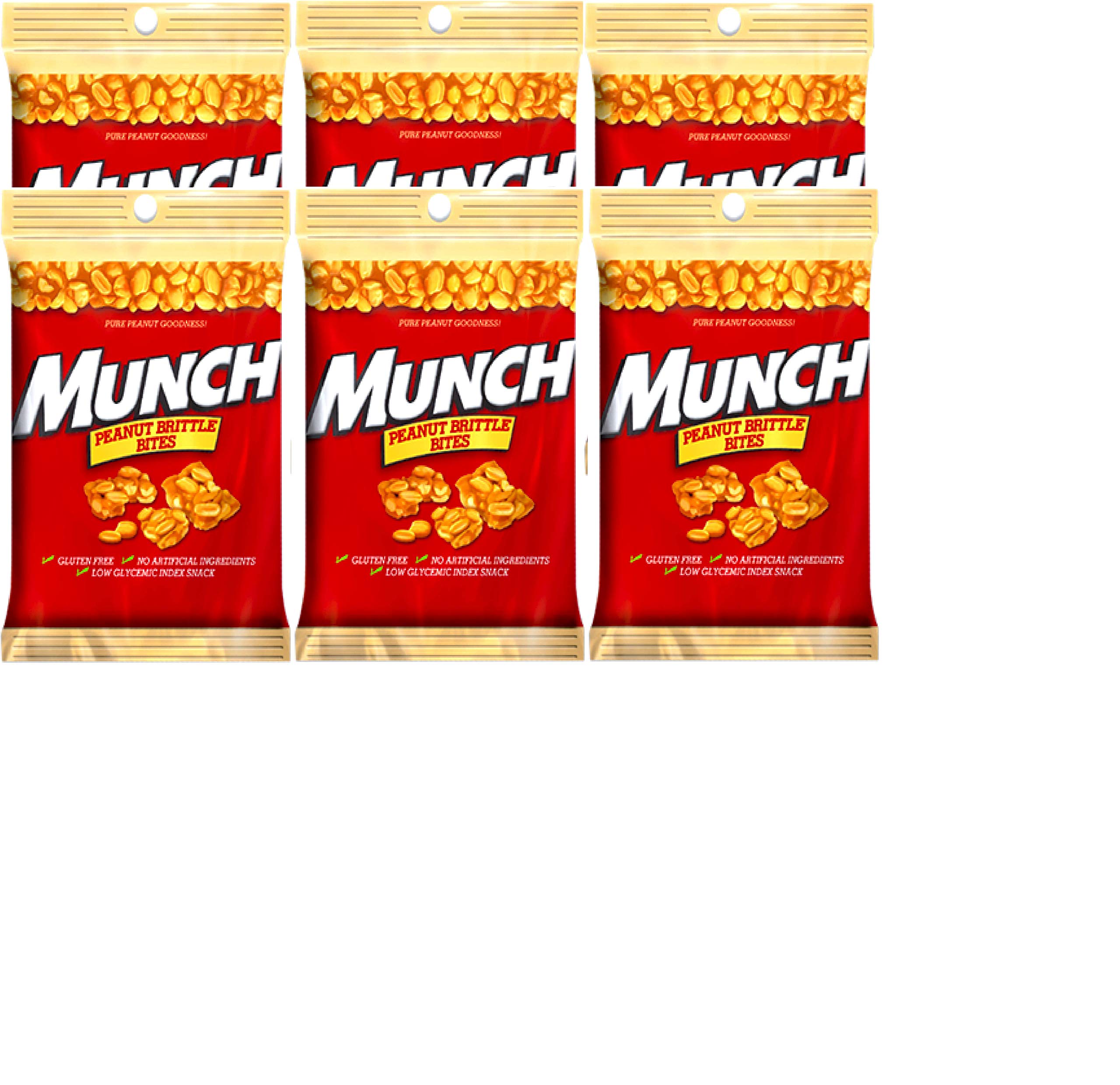 NEW Munch Pure Peanut Goodness Brittle Bites- 4.0 Oz. On The Go Bag (6)