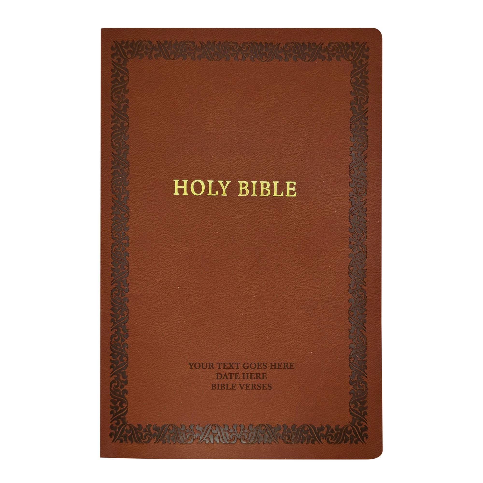 Personalized NKJV Holy Bible Faux Leather New King James Soft Touch Bible with Small Print Size | Custom with Name, Date or Text | Gift for Christian & Religious Celebrations | Brown