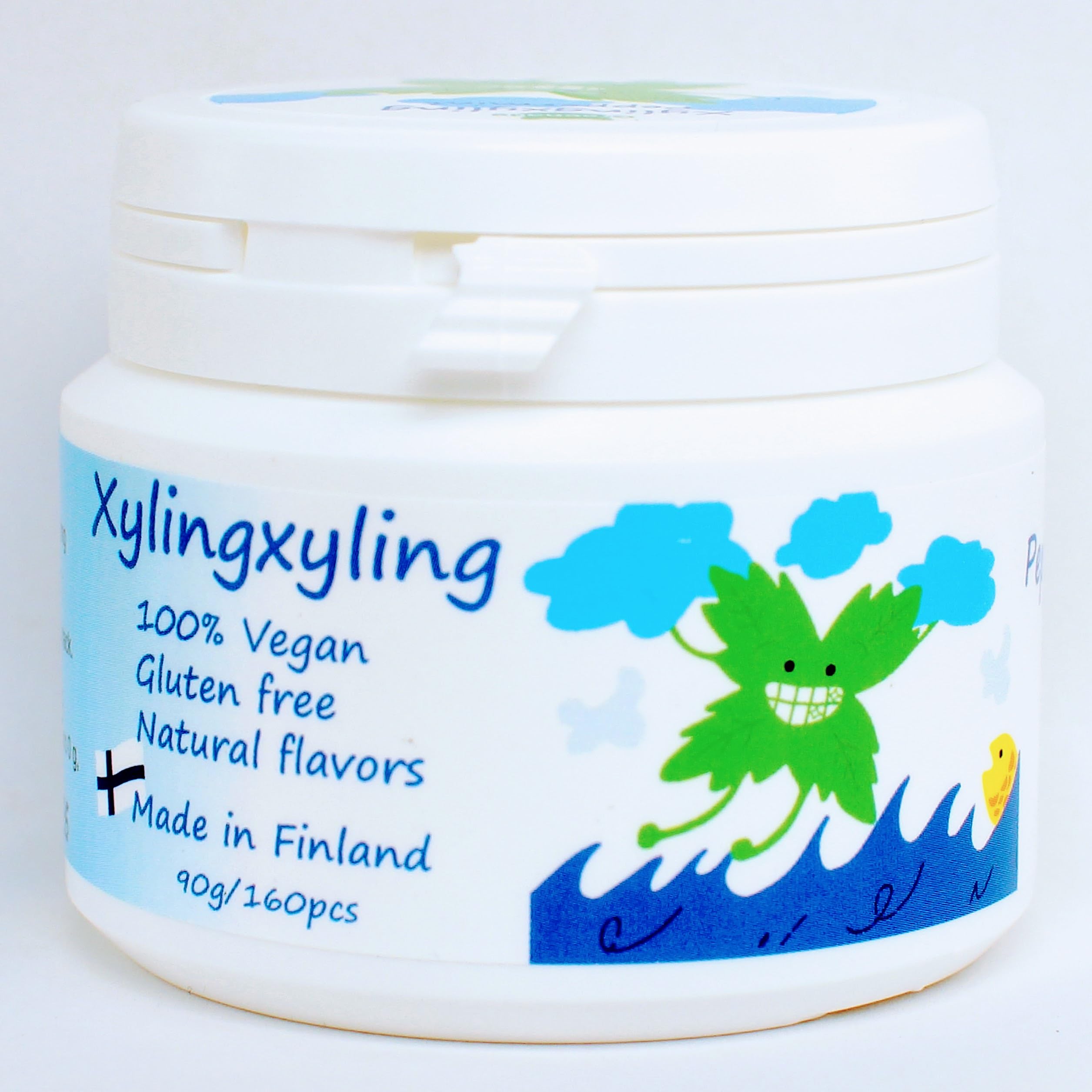 Xylingxyling - Finnish Xylitol Pastille - 100% Vegan, No Sugar, Gluten free, Natural Flavours For Dental Care and Fresh Breath, 90g/160pcs x 4 packs (Peppermint)