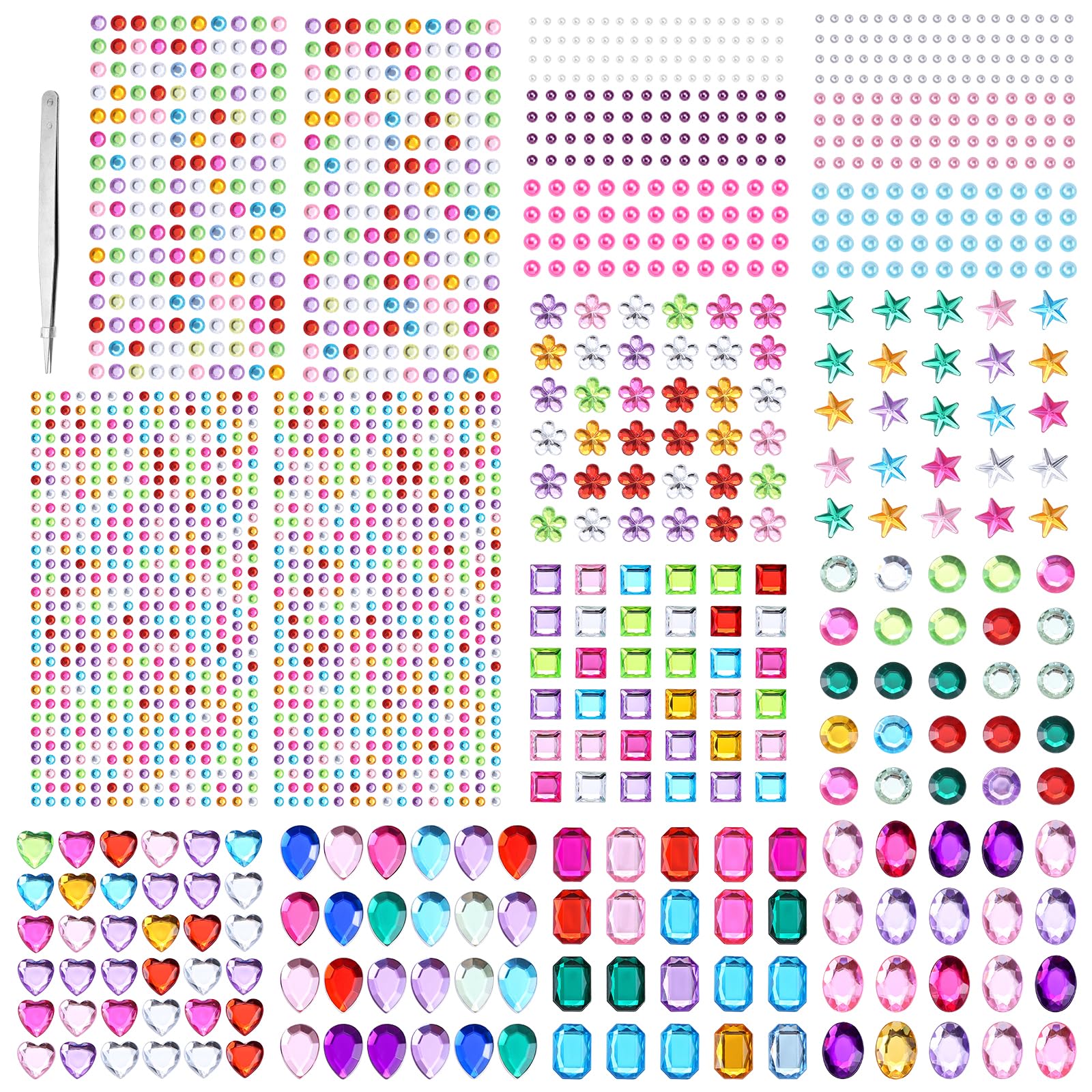 NalerGem Stickers Self Adhesive Stickers Stick on Gems Jewels for Crafts Self Adhesive Rhinestone Jewel Stickers, Gem Stickers, Acrylic Jewels for Crafts Rhinestones 1786pcs