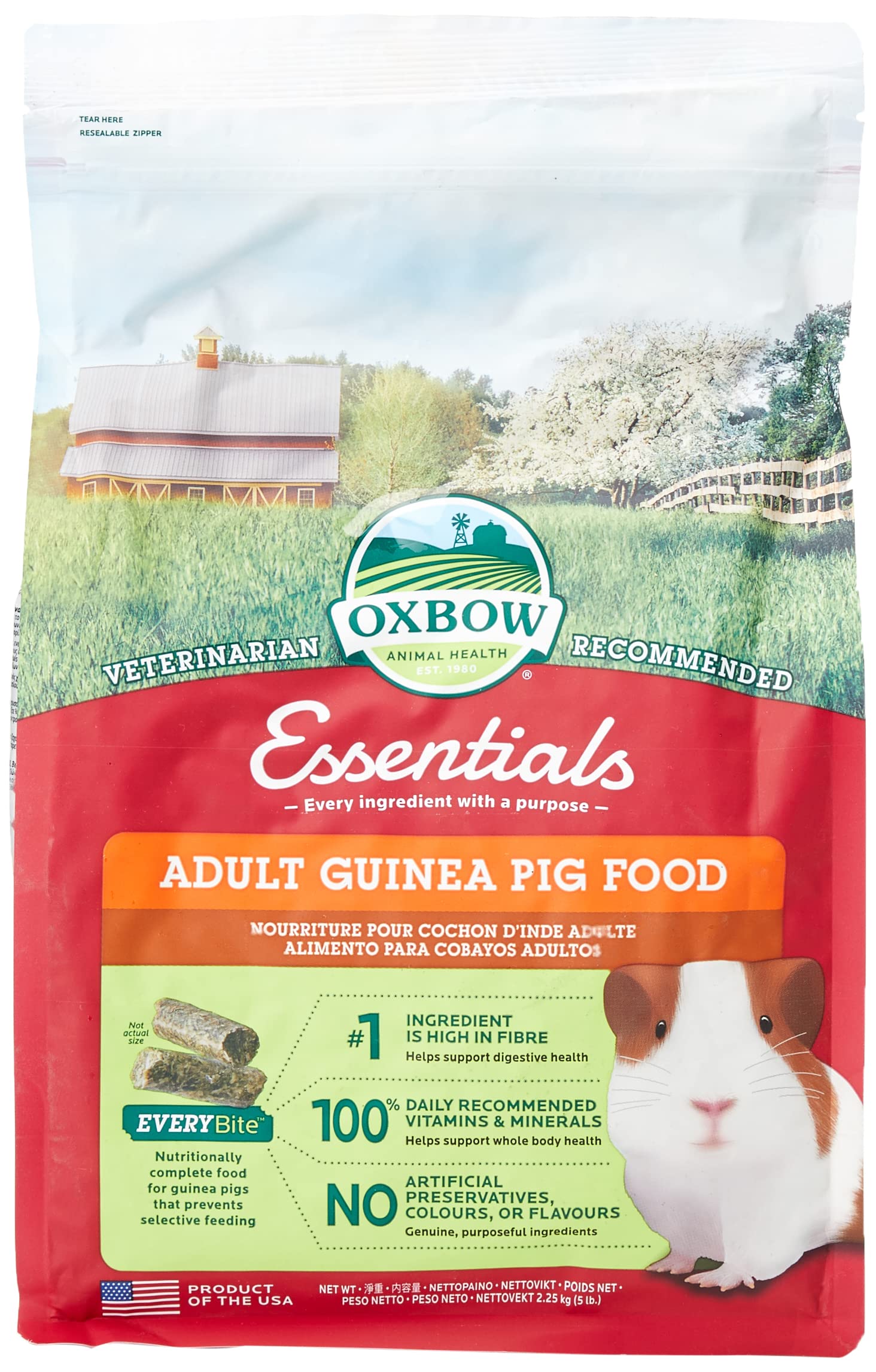 OXBOWEssentials Adult Guinea Pig Food, 5 Lb, Multicolour, Occ200, Animal Food