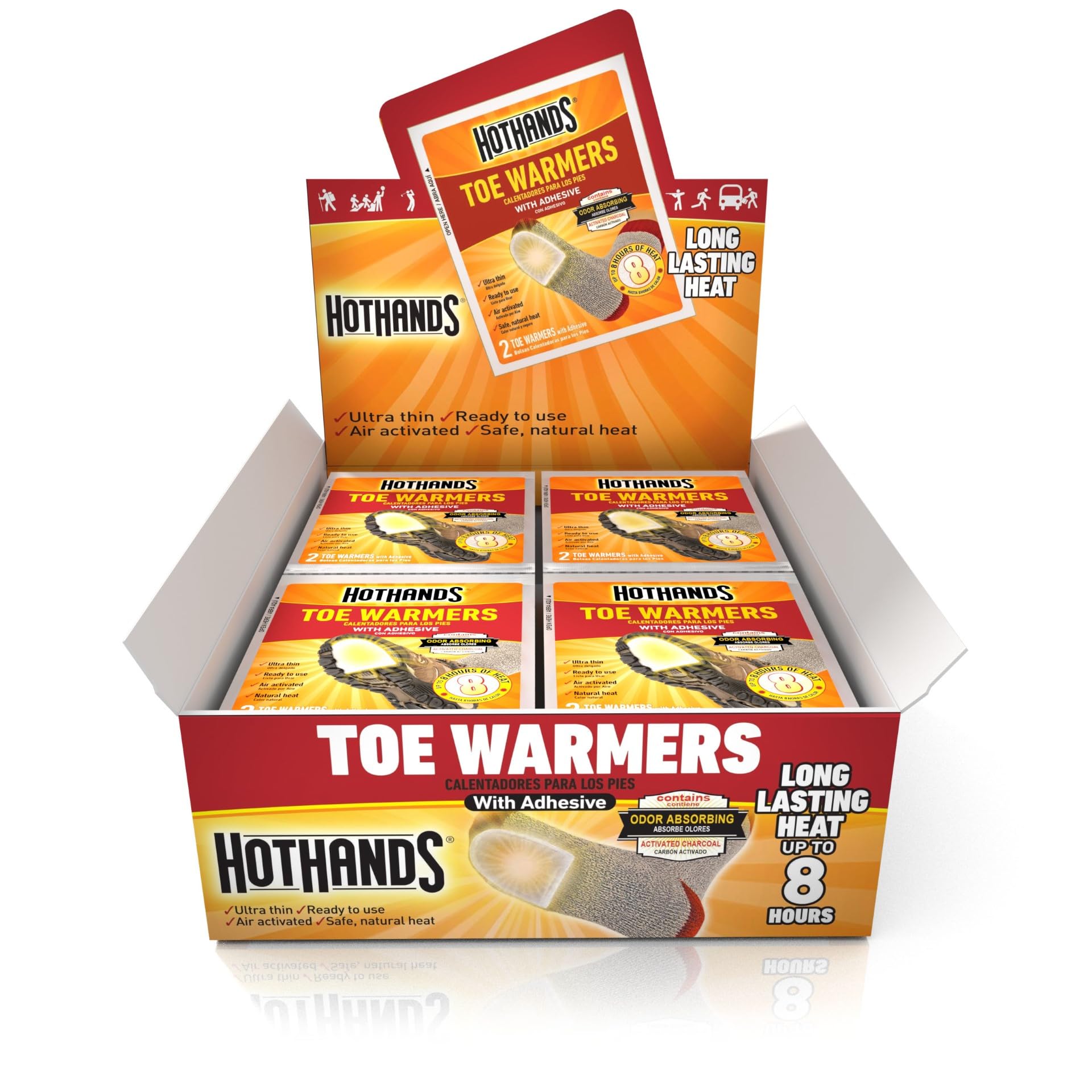 HotHandsToe Warmers - Long Lasting, Odorless, Air Activated - Up to 8 Hours of Heat - 40 Pair