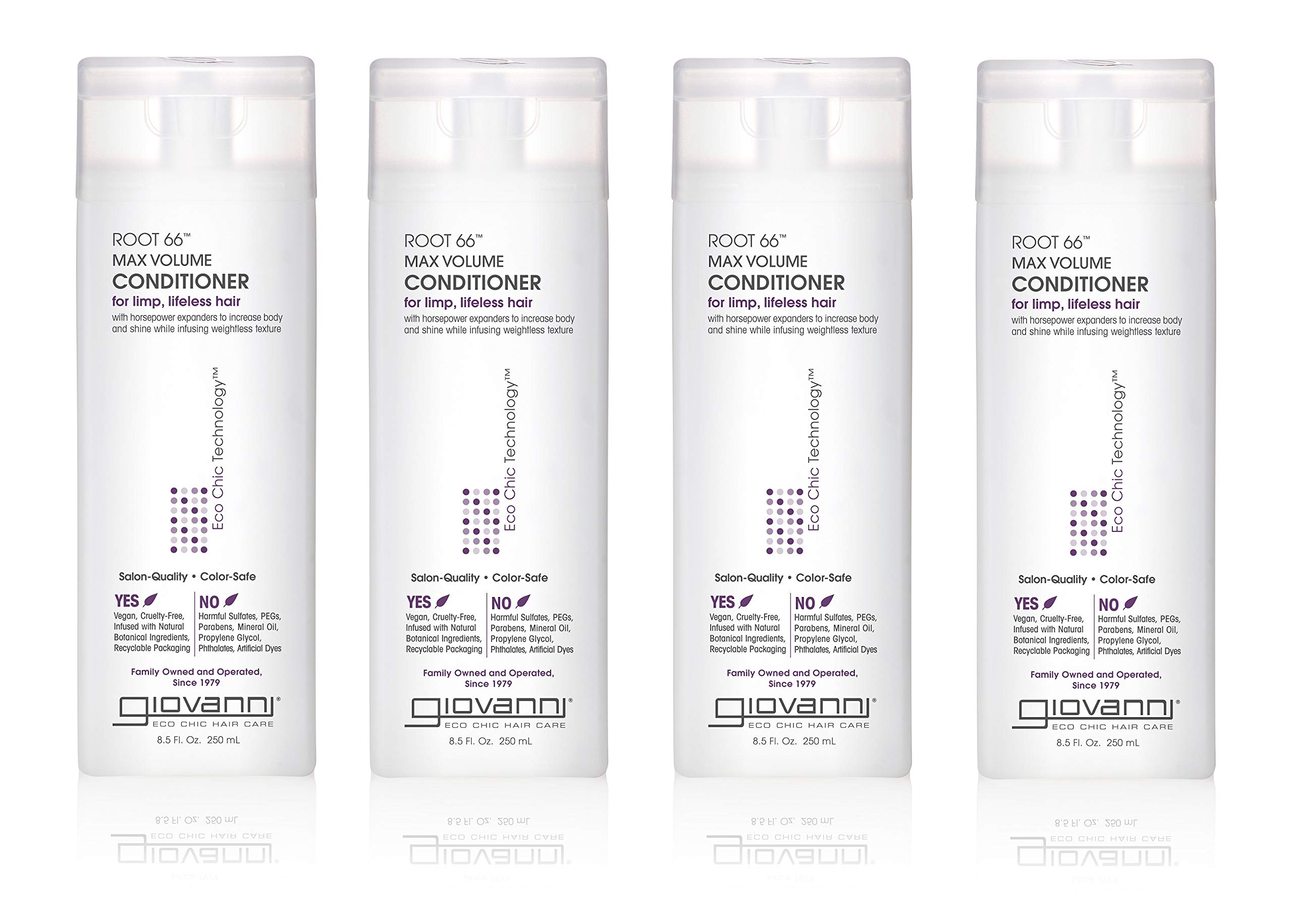 GIOVANNI2chic Root 66 Max Volume Conditioner - Conditioner for Fine Hair, Helps Strengthen & Protect Fine, Lifeless Hair, Volumizing Conditioner, Natural Botanical Ingredients - 34 Fl Oz (4 Pack)